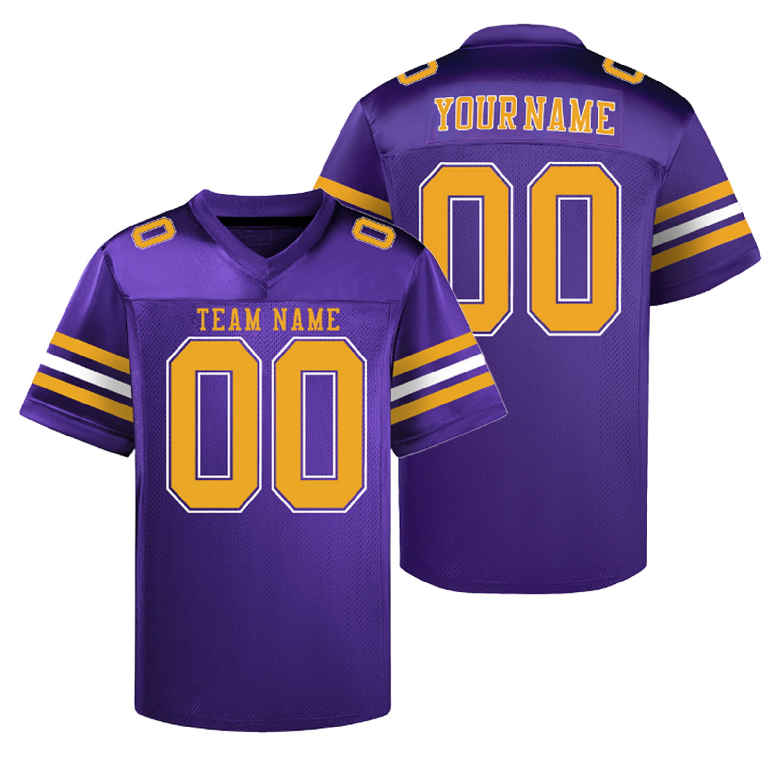 Custom Purple Yellow E Football Jersey Personalized Team Shirt
