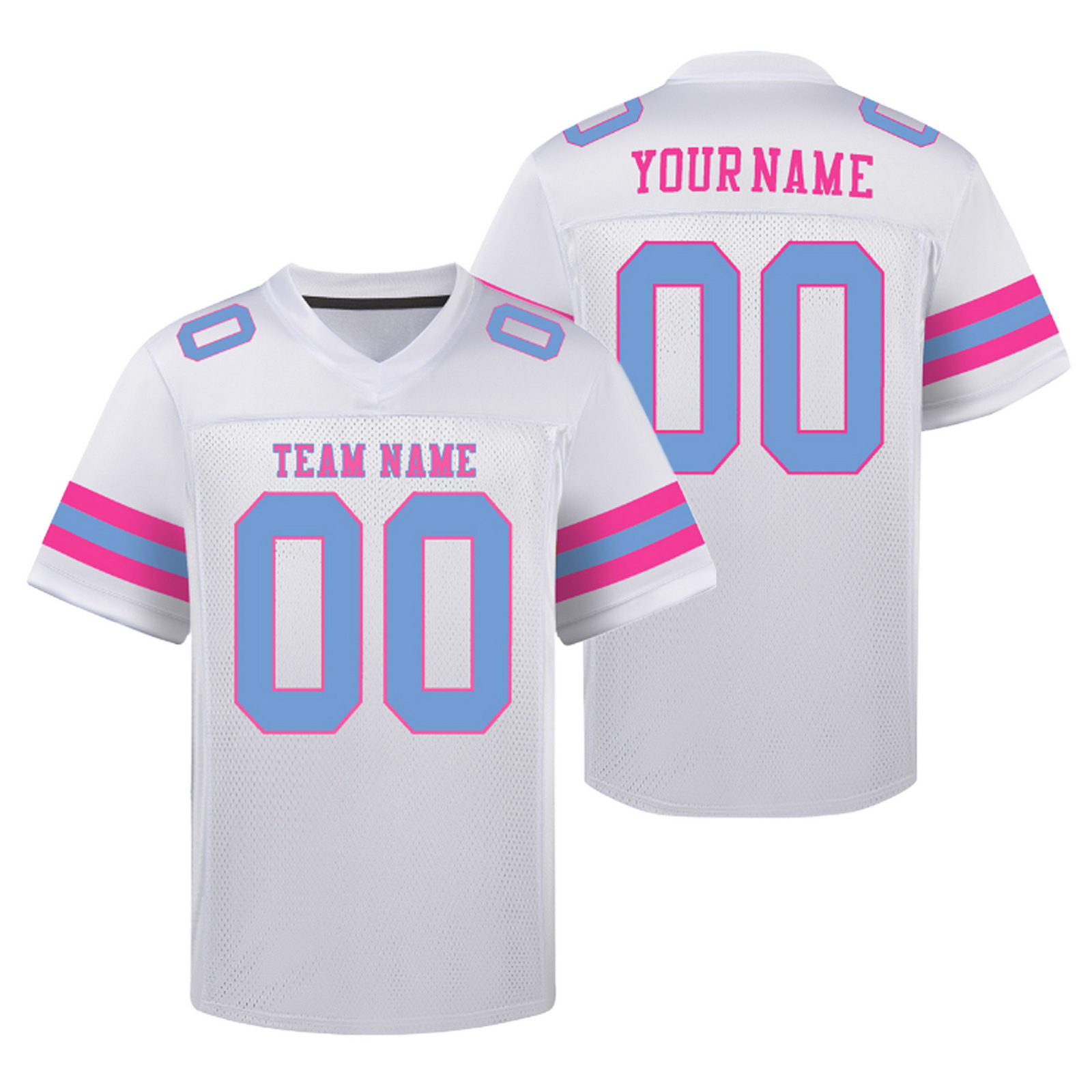 Custom White Blue Y Football Jersey Personalized Team Shirt