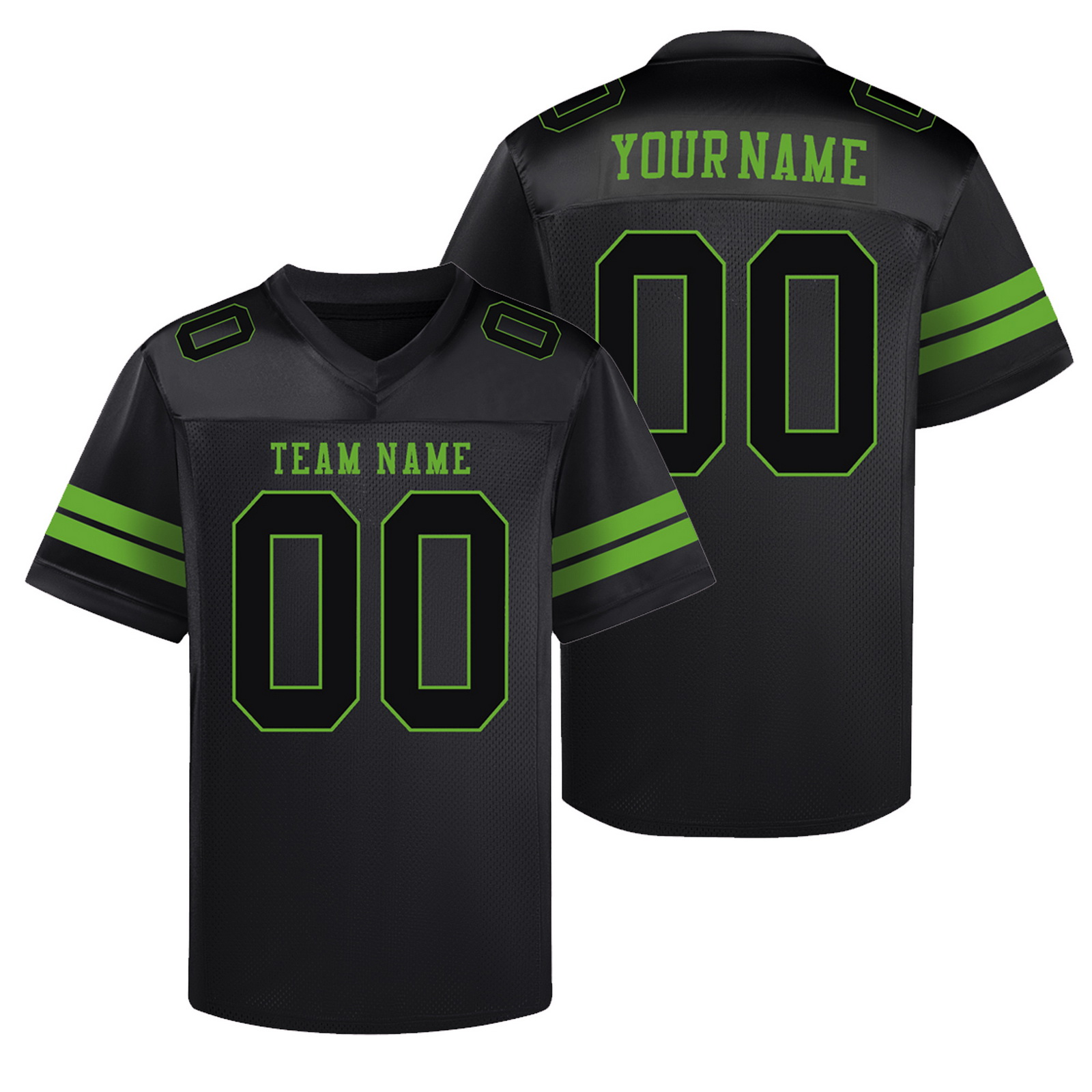 Custom Black Green II Football Jersey Personalized Team Shirt