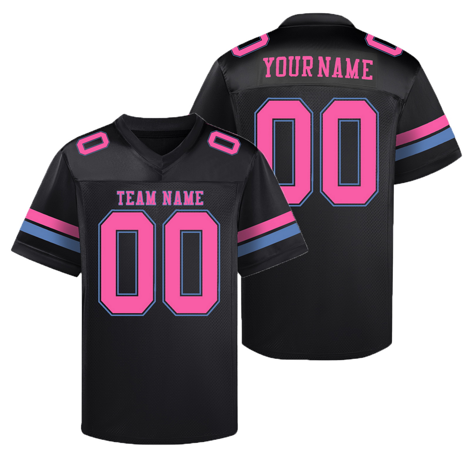 Custom Black Pink Blue Football Jersey Personalized Team Shirt
