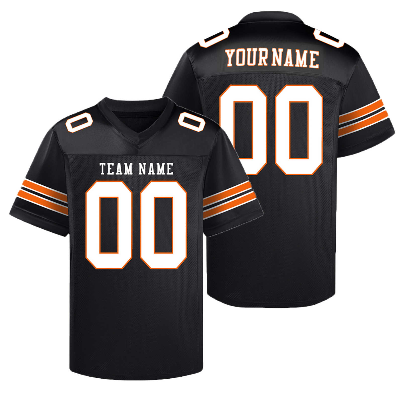 Custom Black White Orange Football Jersey Personalized Team Shirt
