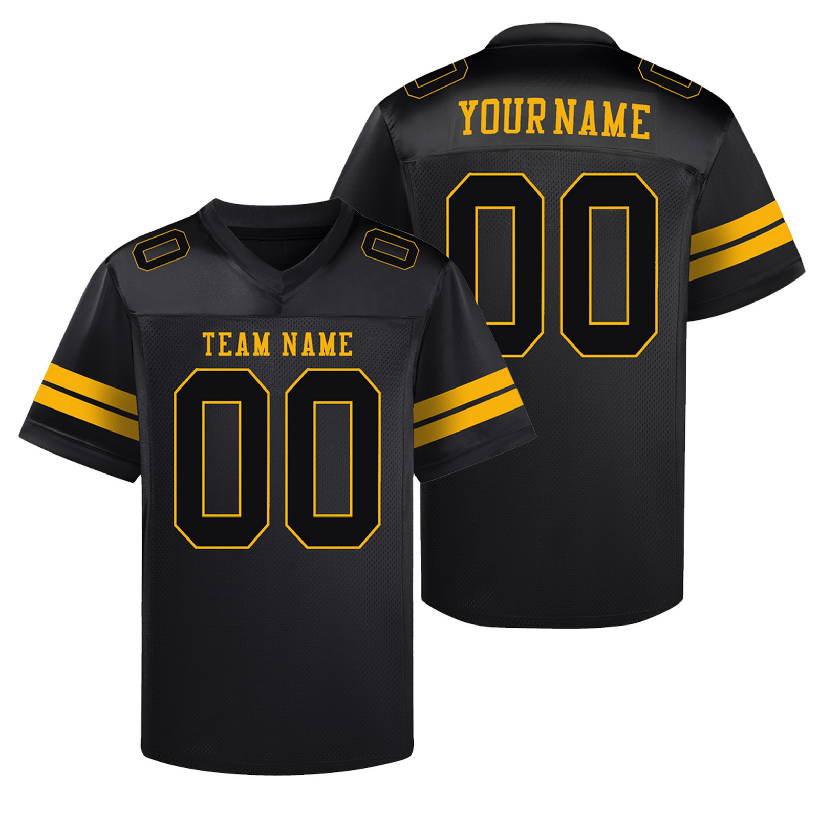 Custom Black Gold II Football Jersey Personalized Team Shirt