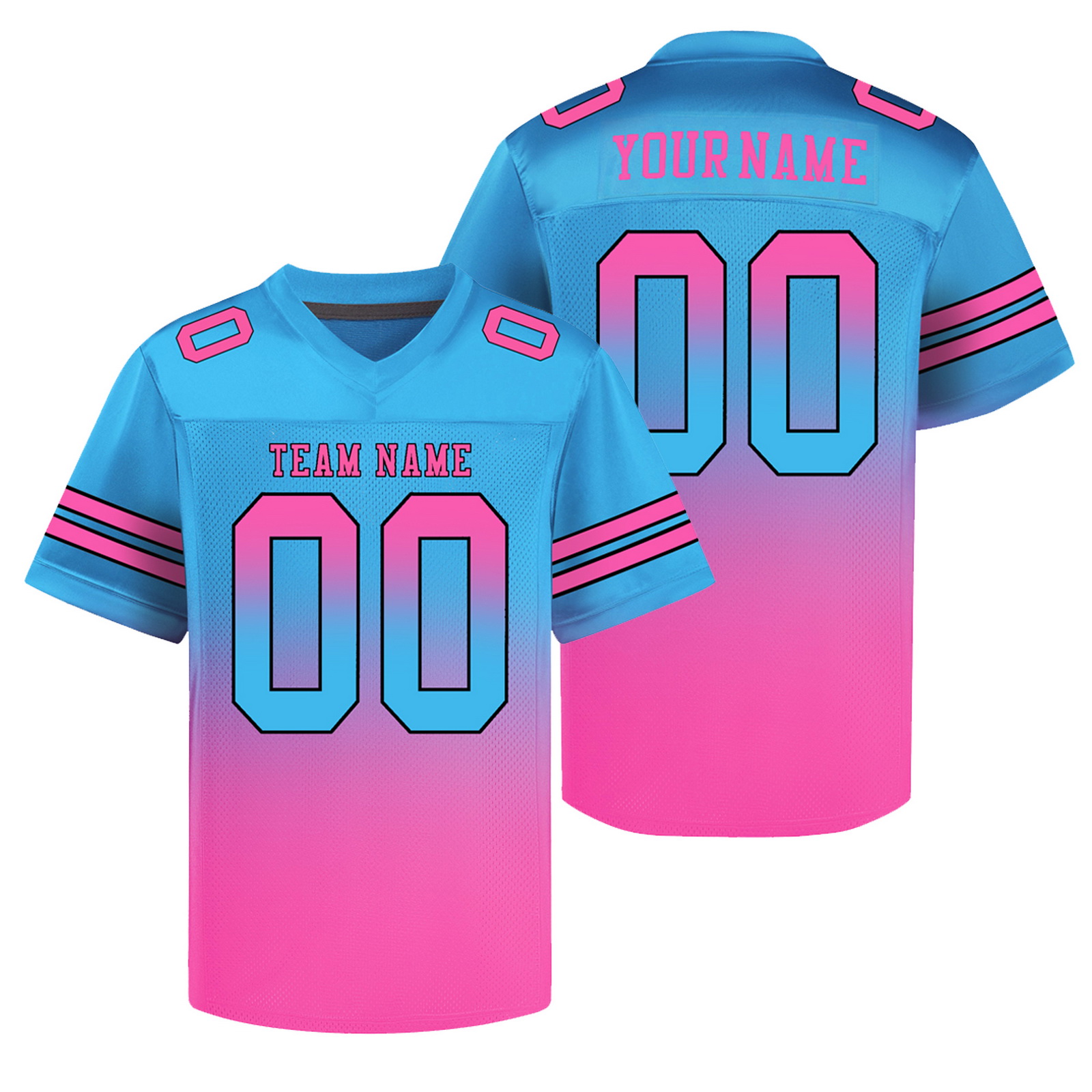 Custom Blue Pink Gradient Football Jersey Personalized Team Shirt