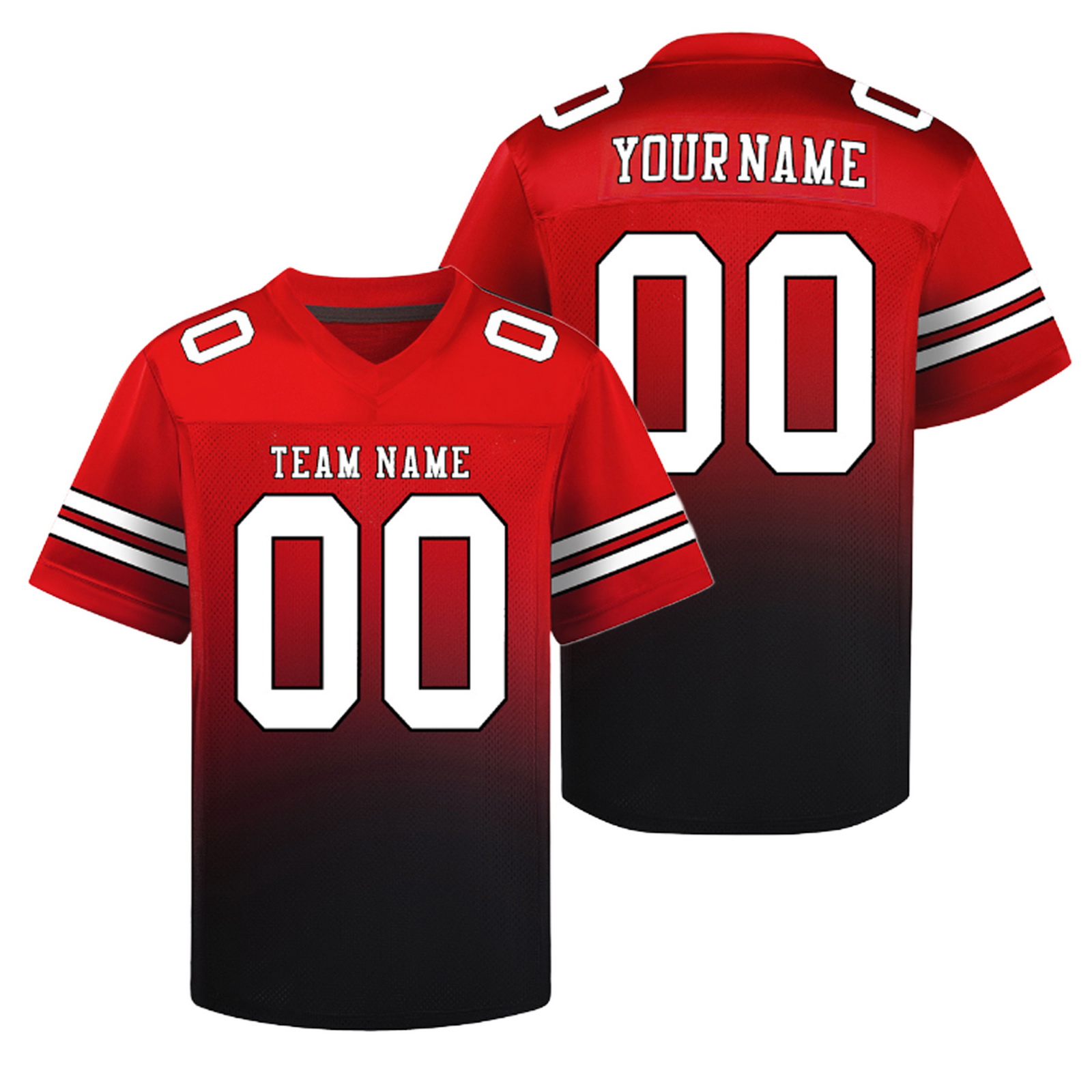Custom Red Black Gradient A Football Jersey Personalized Shirt