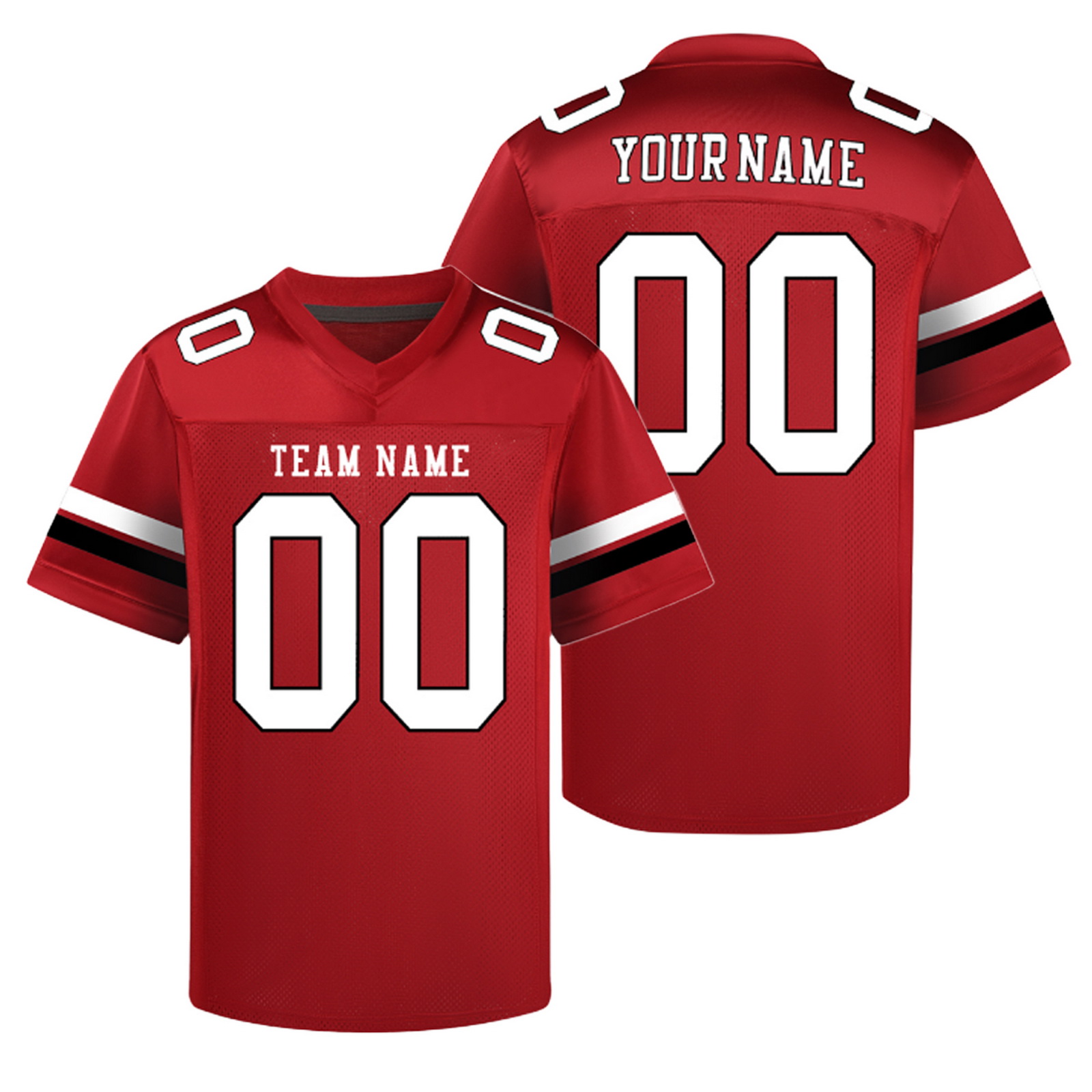 Custom Red White Black Football Jersey Personalized Team Shirt