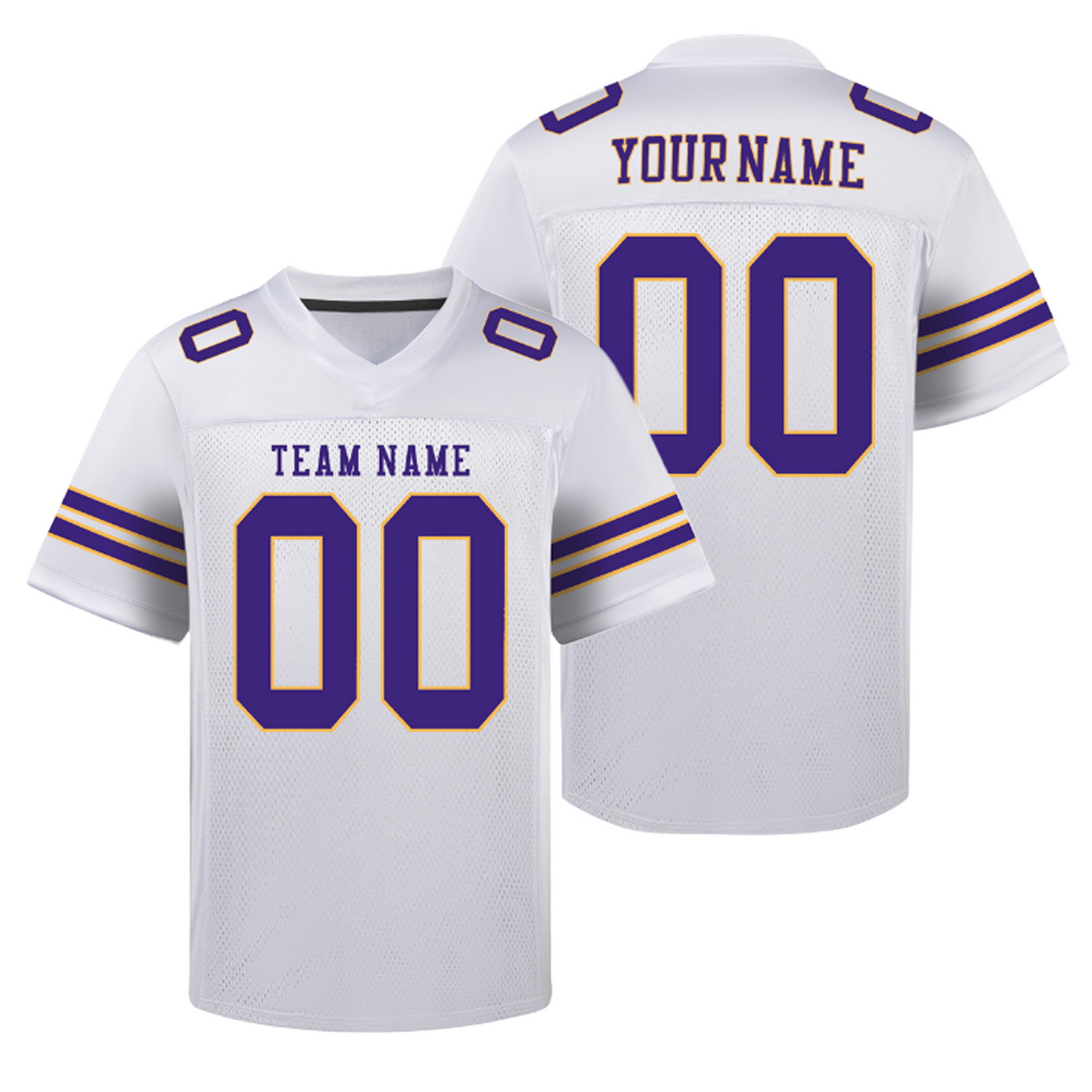 Custom White Purple D Football Jersey Personalized Team Shirt