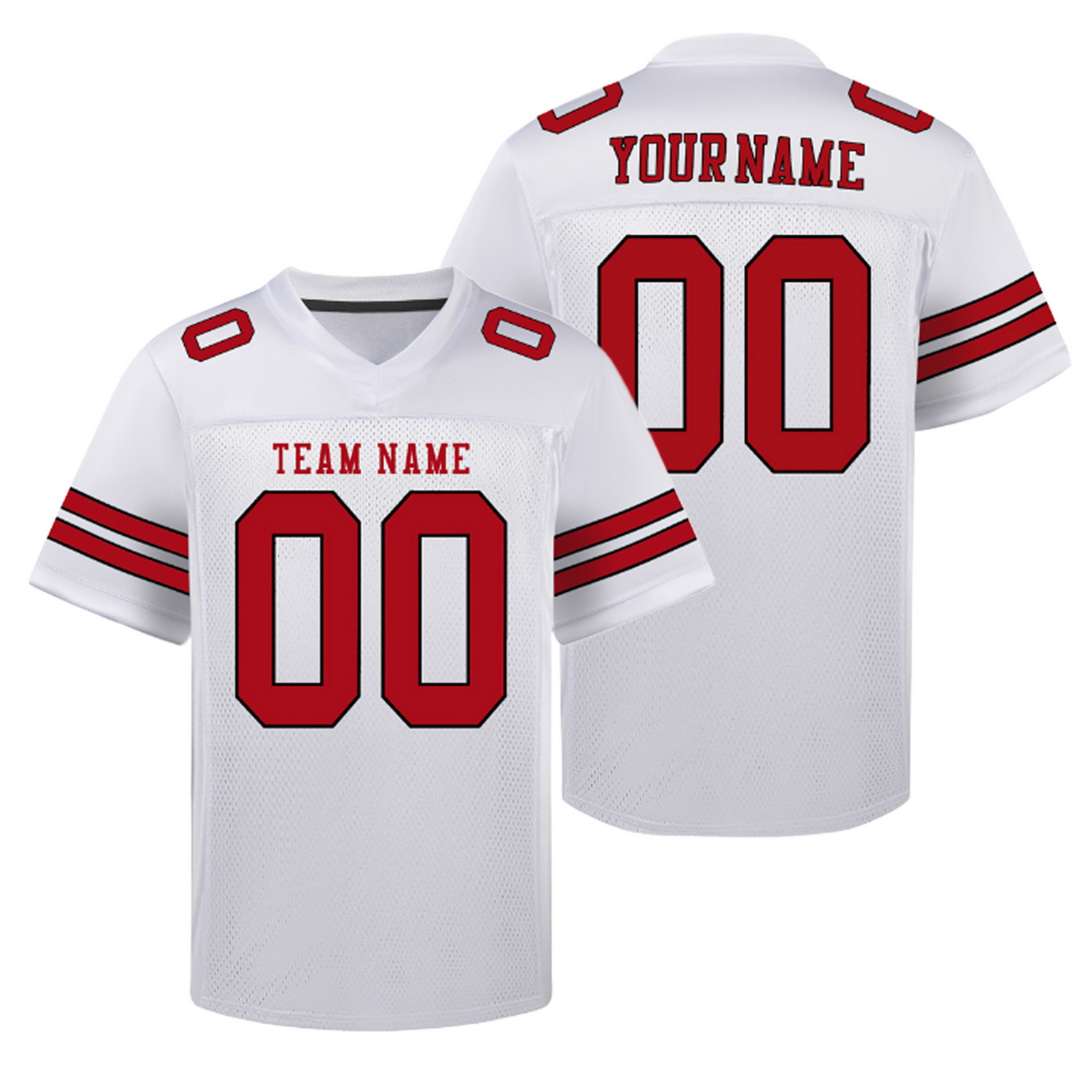 Custom White Red II Football Jersey Personalized Team Shirt