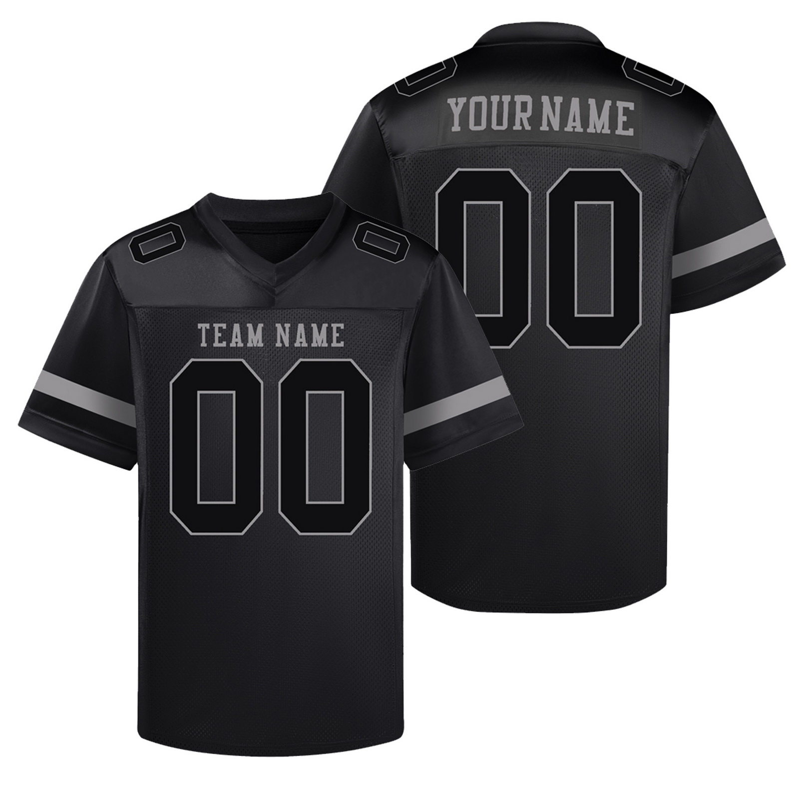 Custom Black Gray Football Jersey Personalized Team Shirt