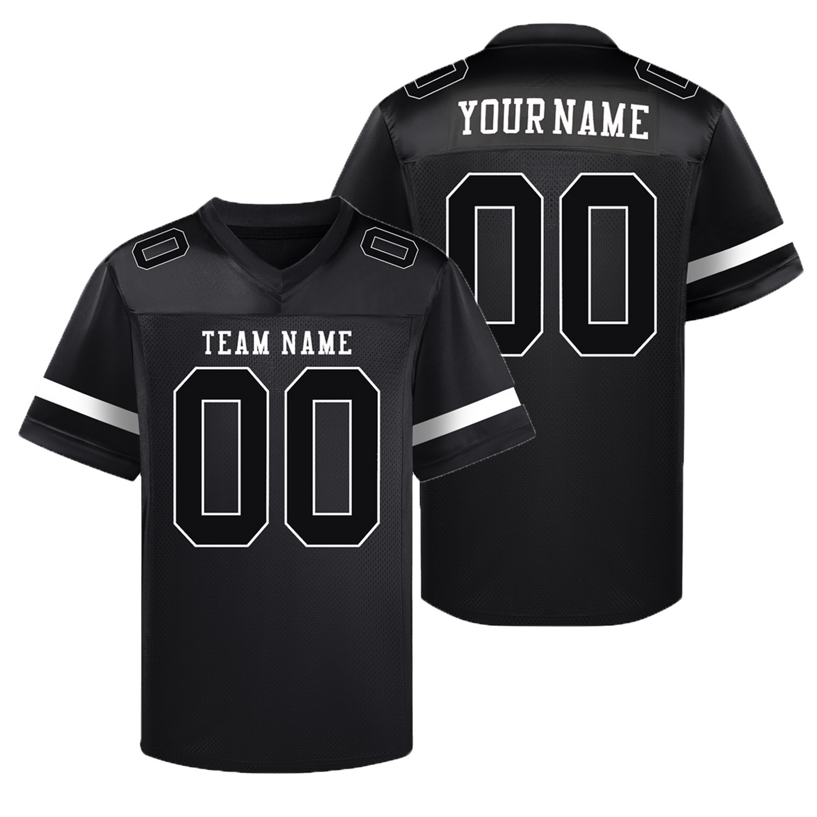 Custom Black White Football Jersey Personalized Team Shirt