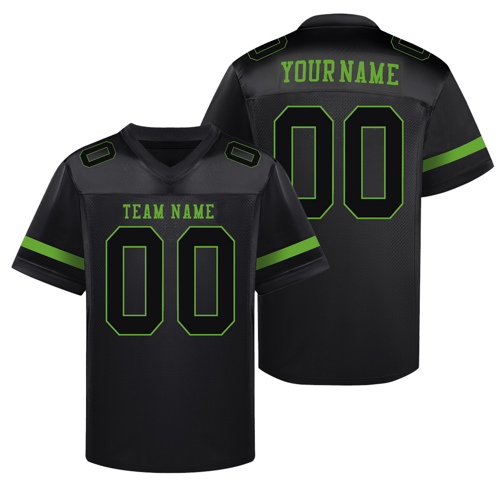 Custom Black Green Football Jersey Personalized Team Shirt