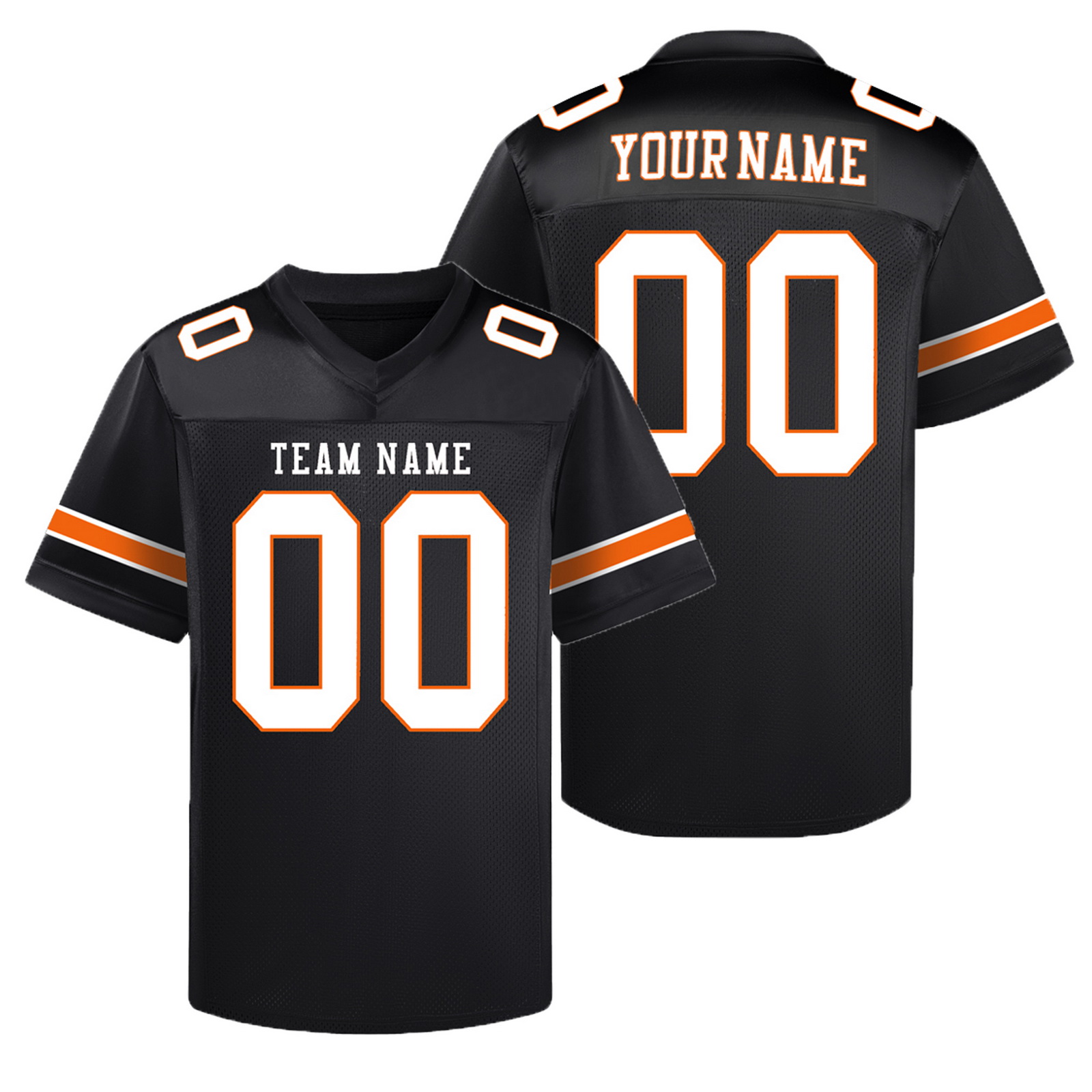 Custom Black Orange Football Jersey Personalized Team Shirt