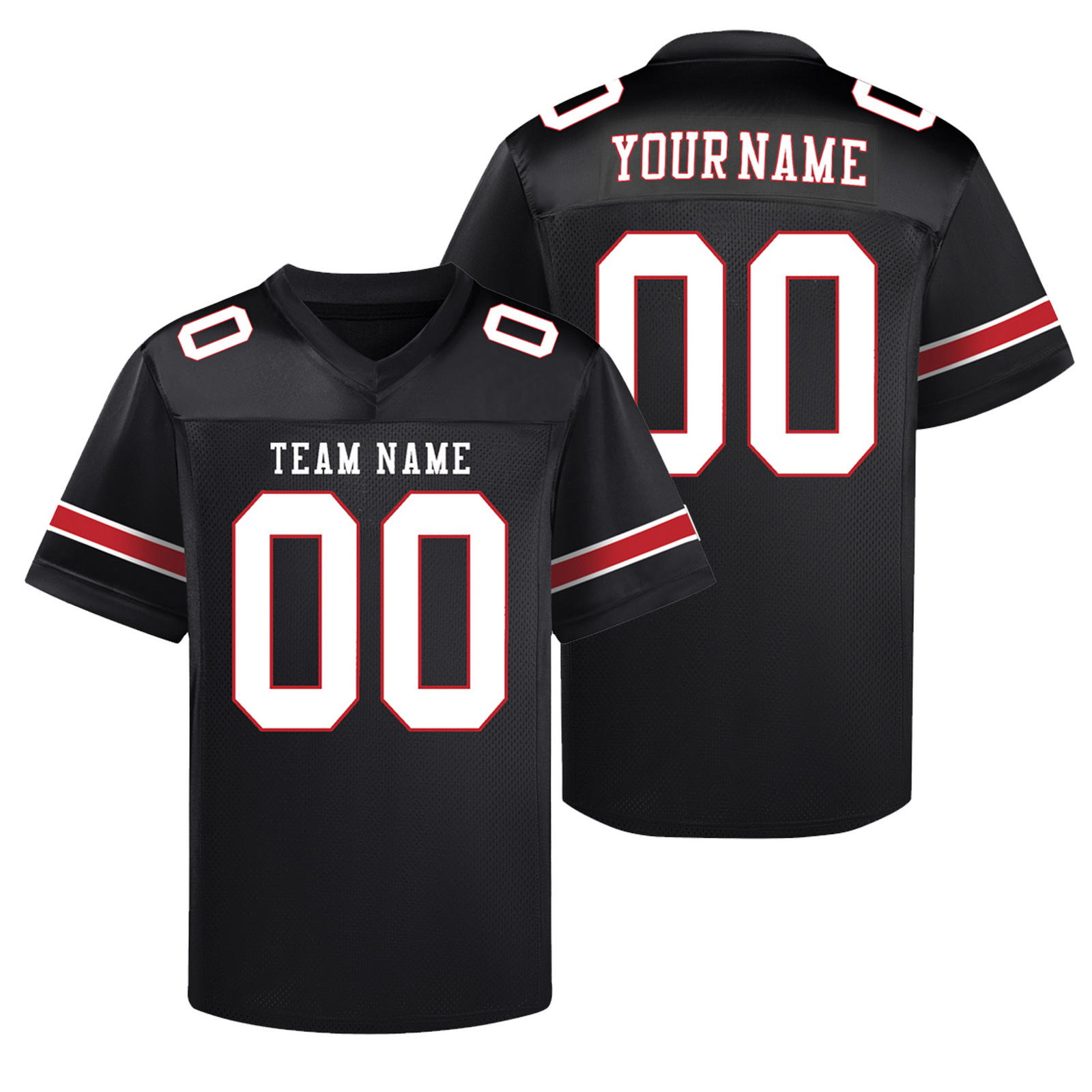 Custom Black Red E Football Jersey Personalized Team Shirt