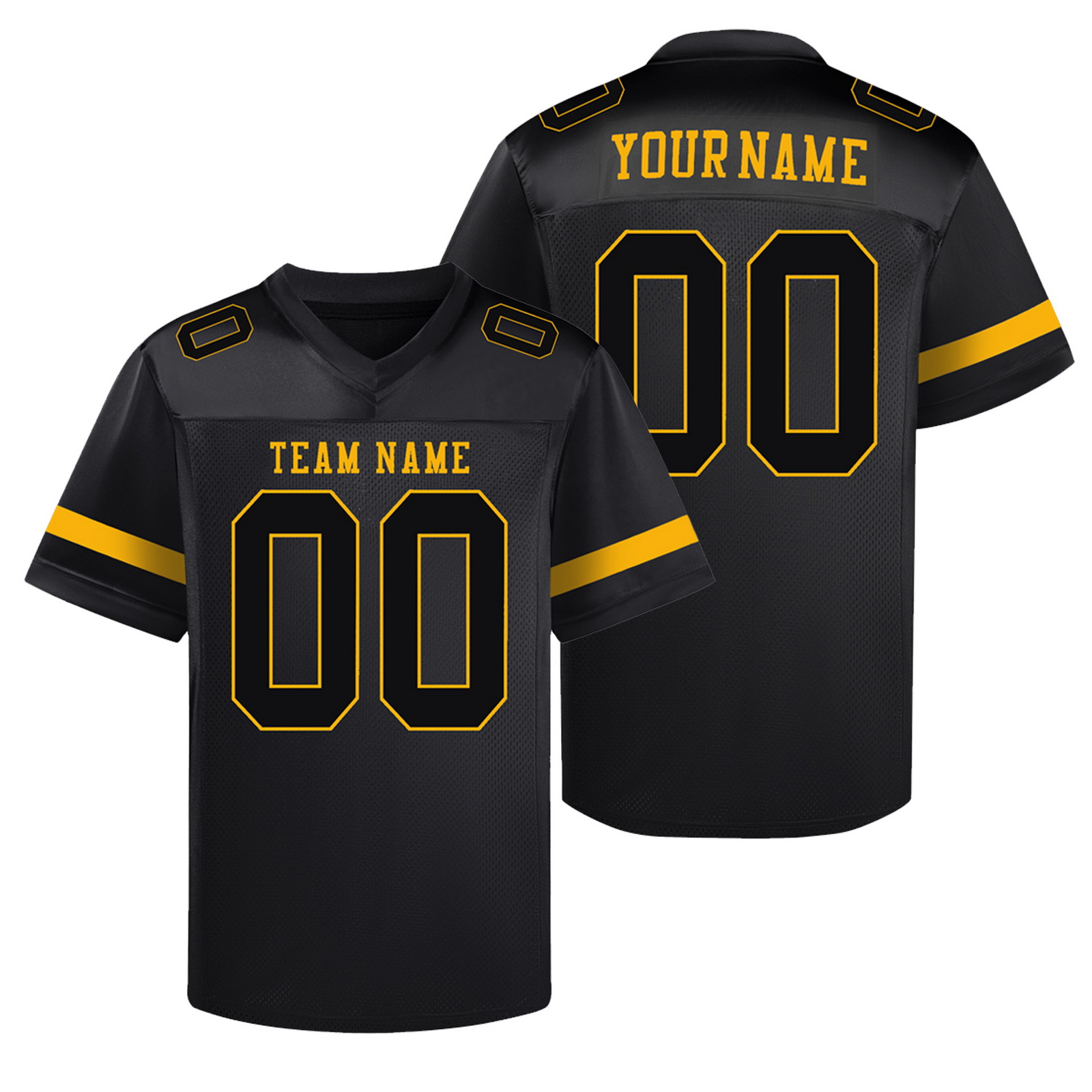 Custom Black Gold Football Jersey Personalized Team Shirt