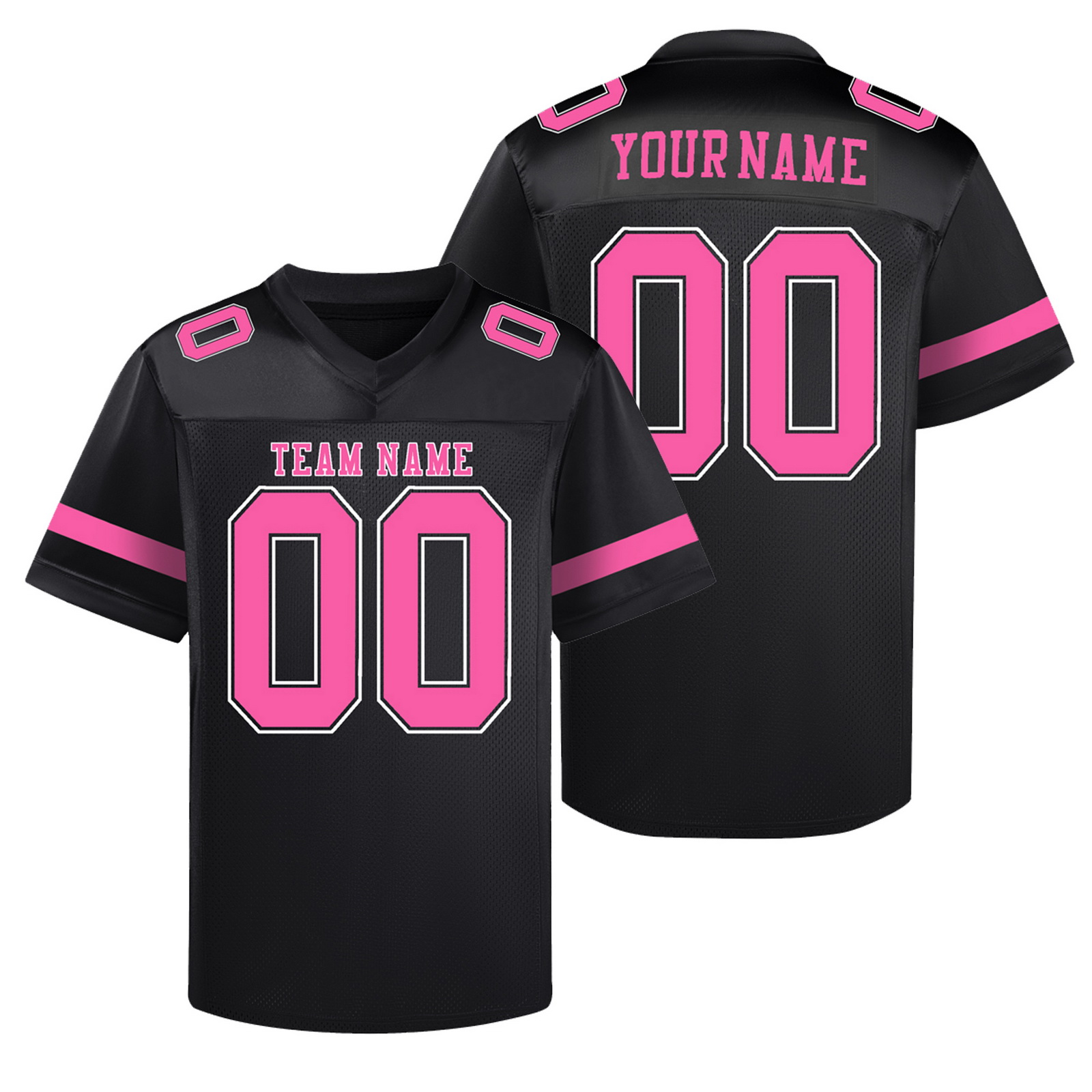 Custom Black Pink W Football Jersey Personalized Team Shirt