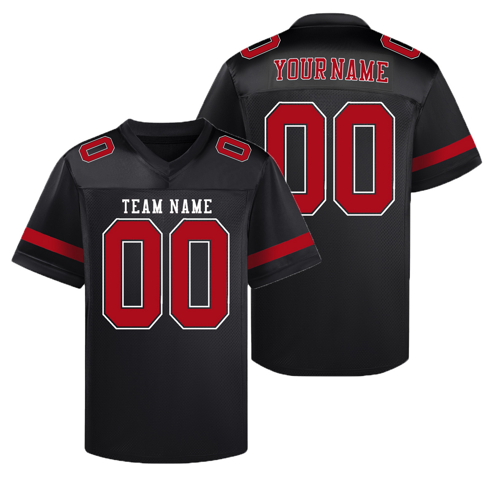 Custom Black Red H Football Jersey Personalized Team Shirt