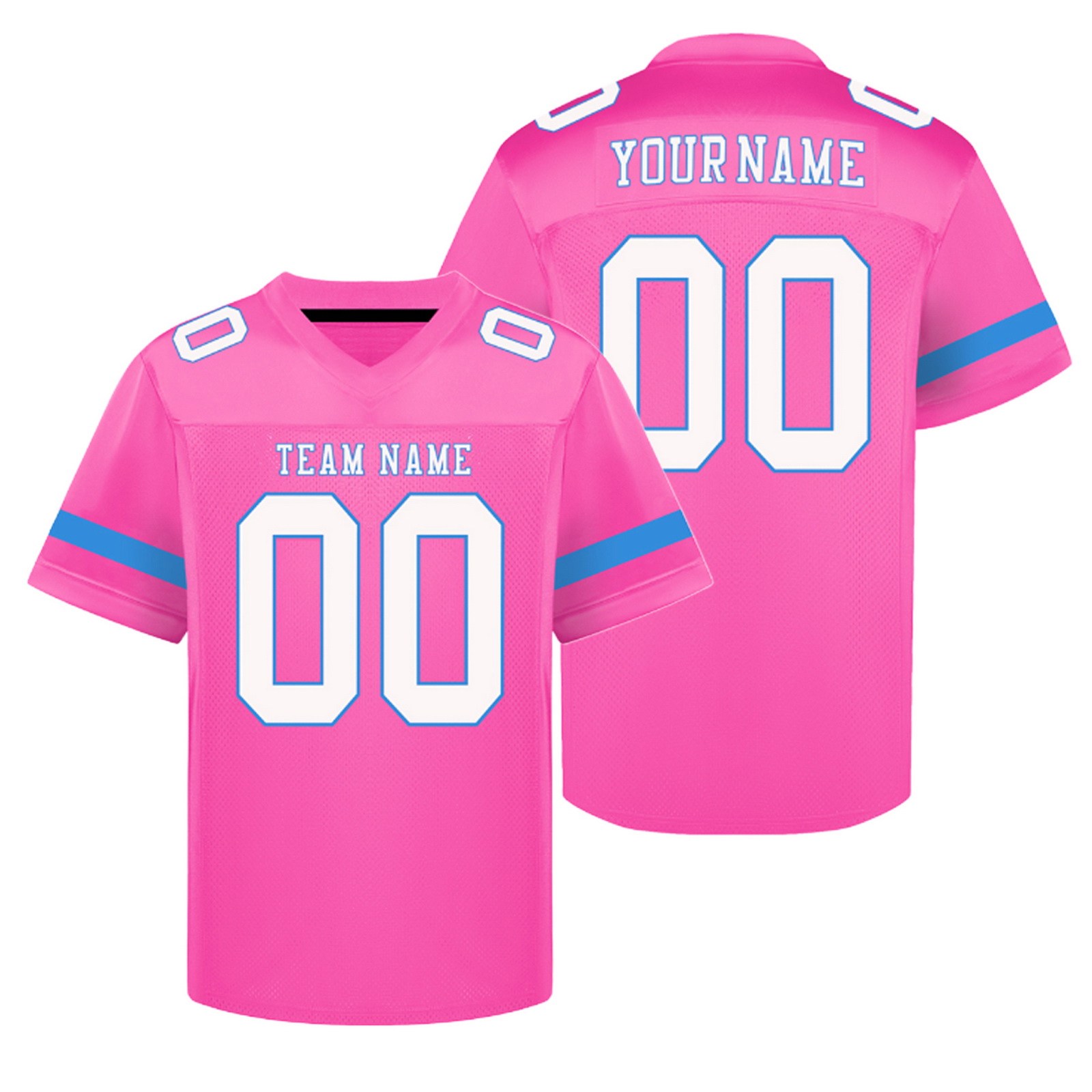 Custom Pink Blue Football Jersey Personalized Team Shirt