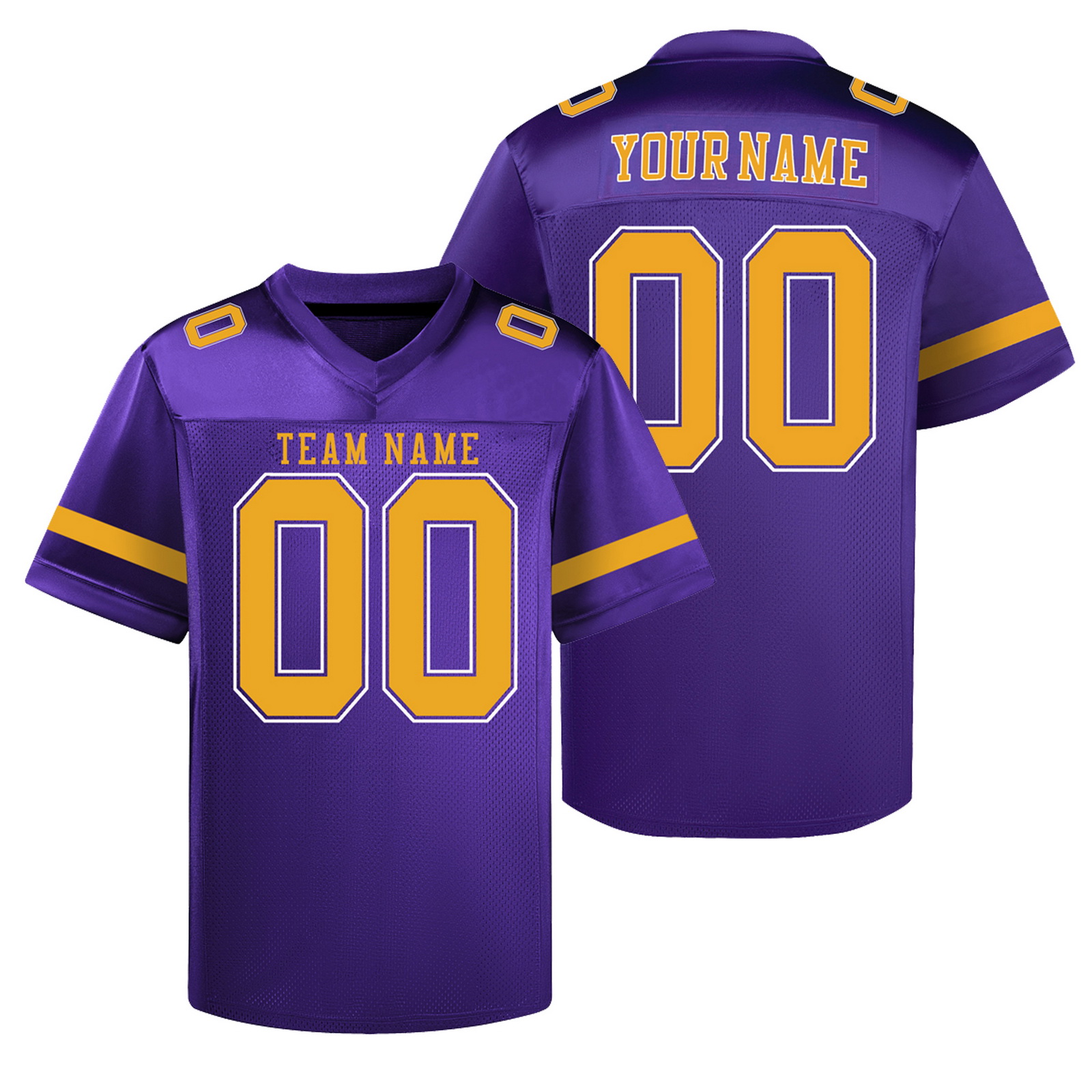 Custom Purple Yellow Football Jersey Personalized Team Shirt