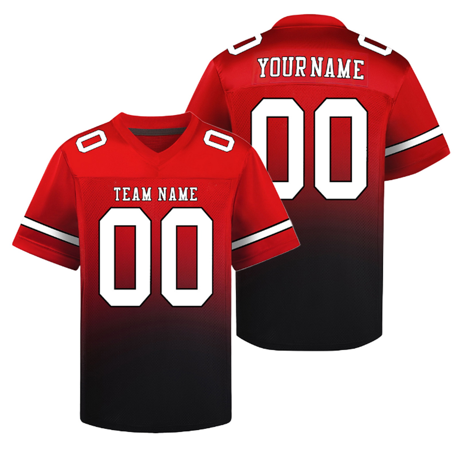 Custom Red Black Gradient B Football Jersey Personalized Shirt