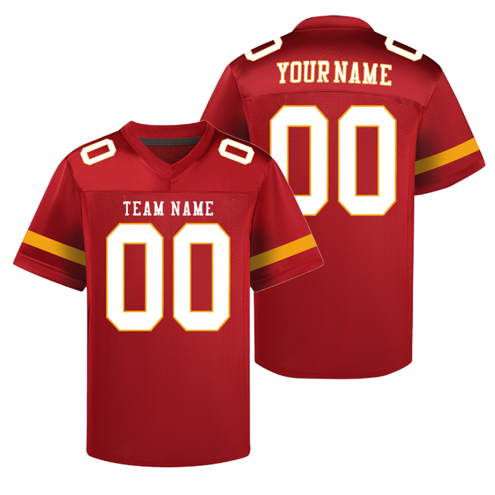 Custom Red White Yellow Football Jersey Personalized Team Shirt