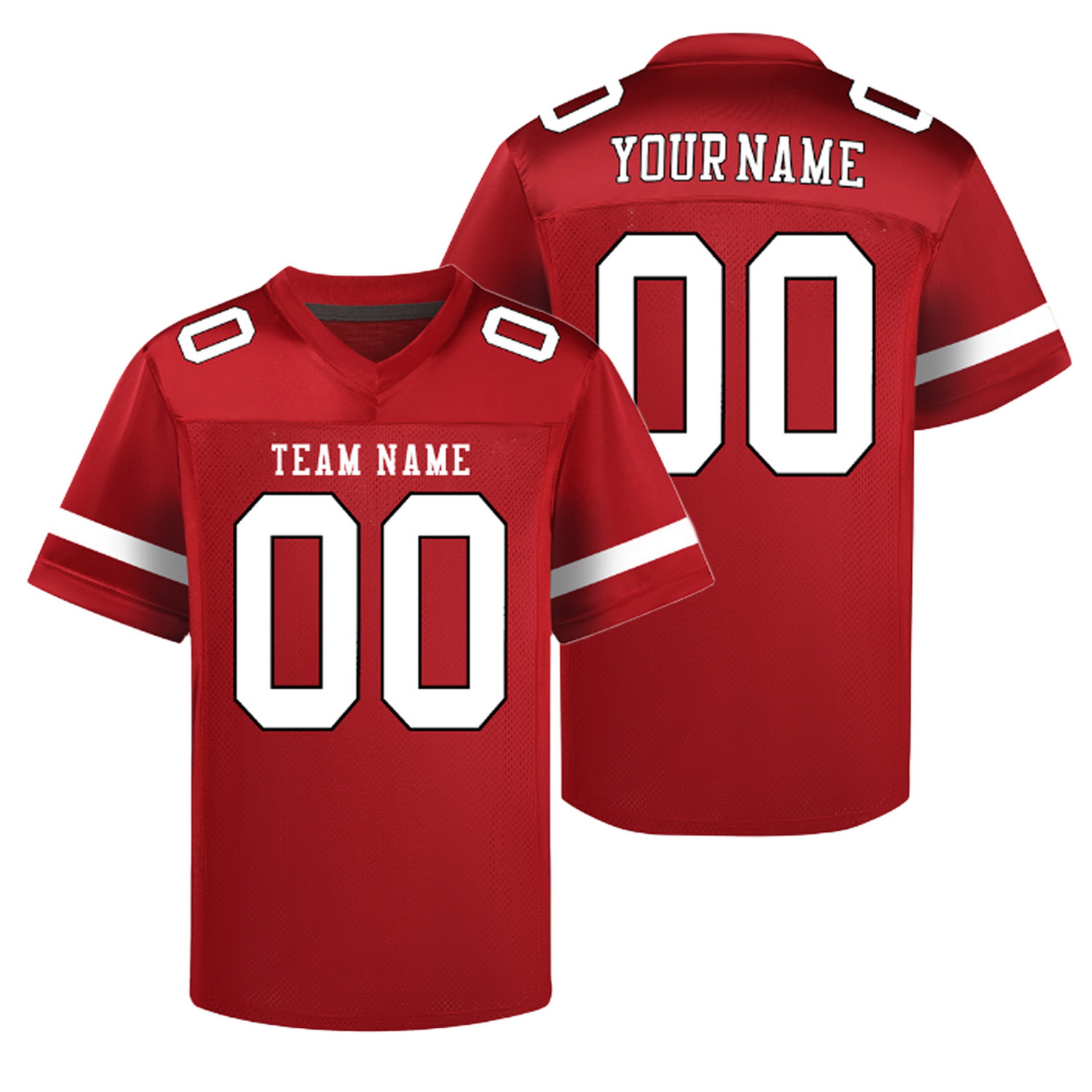 Custom Red White Football Jersey Personalized Team Shirt