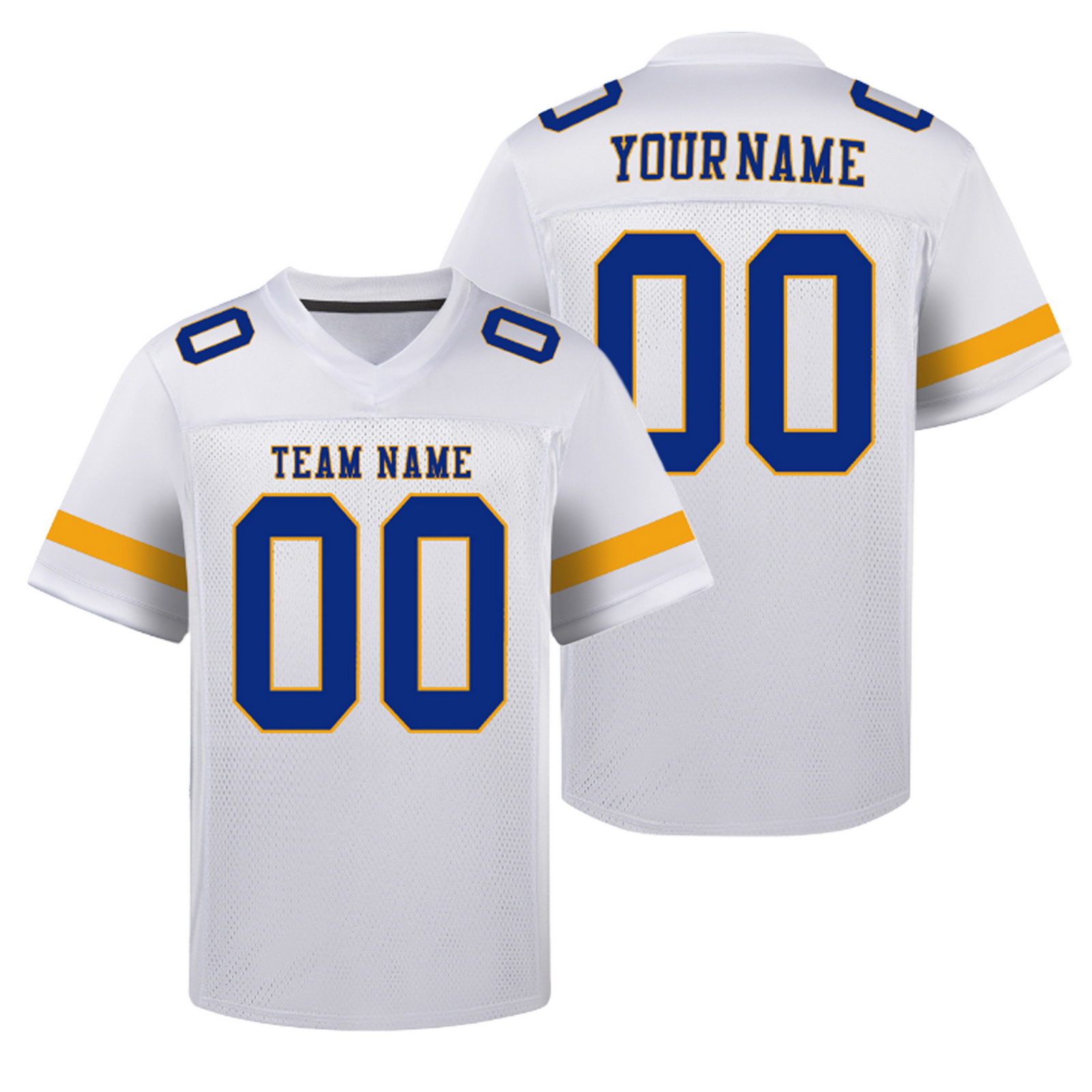 Custom White Blue Football Jersey Personalized Team Shirt