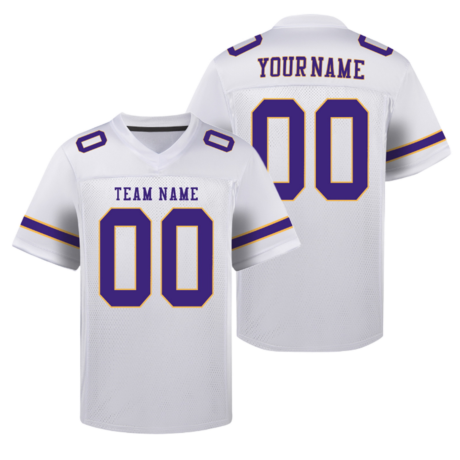 Custom White Purple Football Jersey Personalized Team Shirt