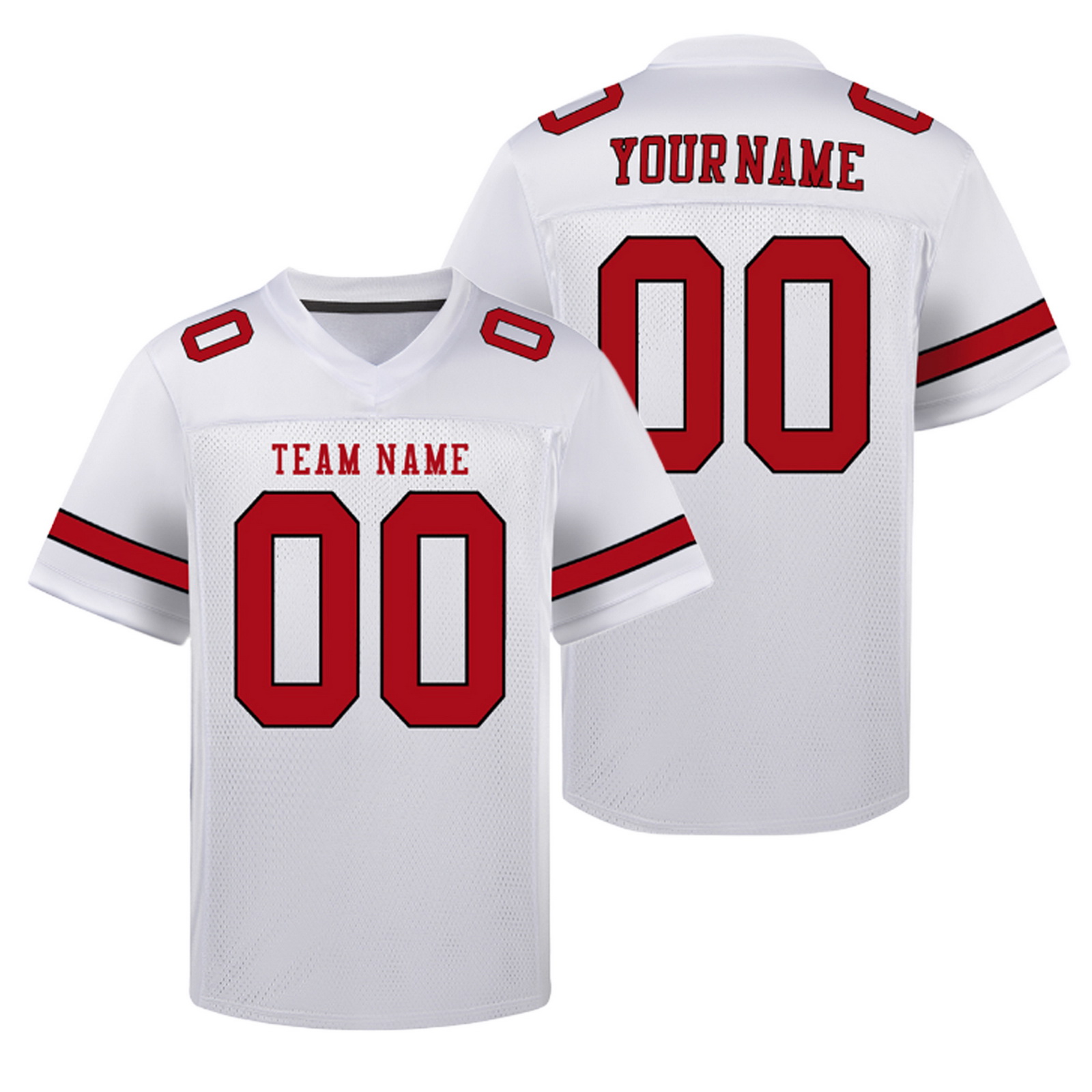 Custom White Red Football Jersey Personalized Team Shirt