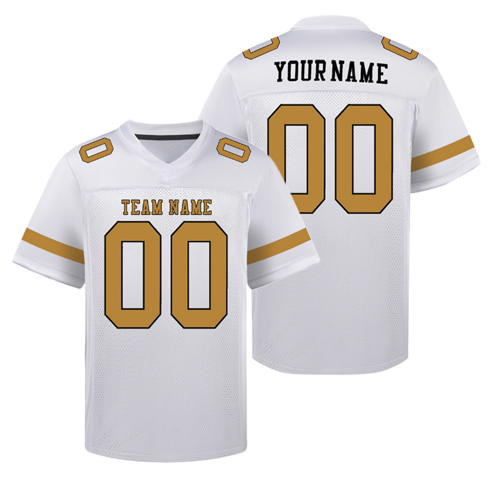 Custom White Yellow Football Jersey Personalized Team Shirt