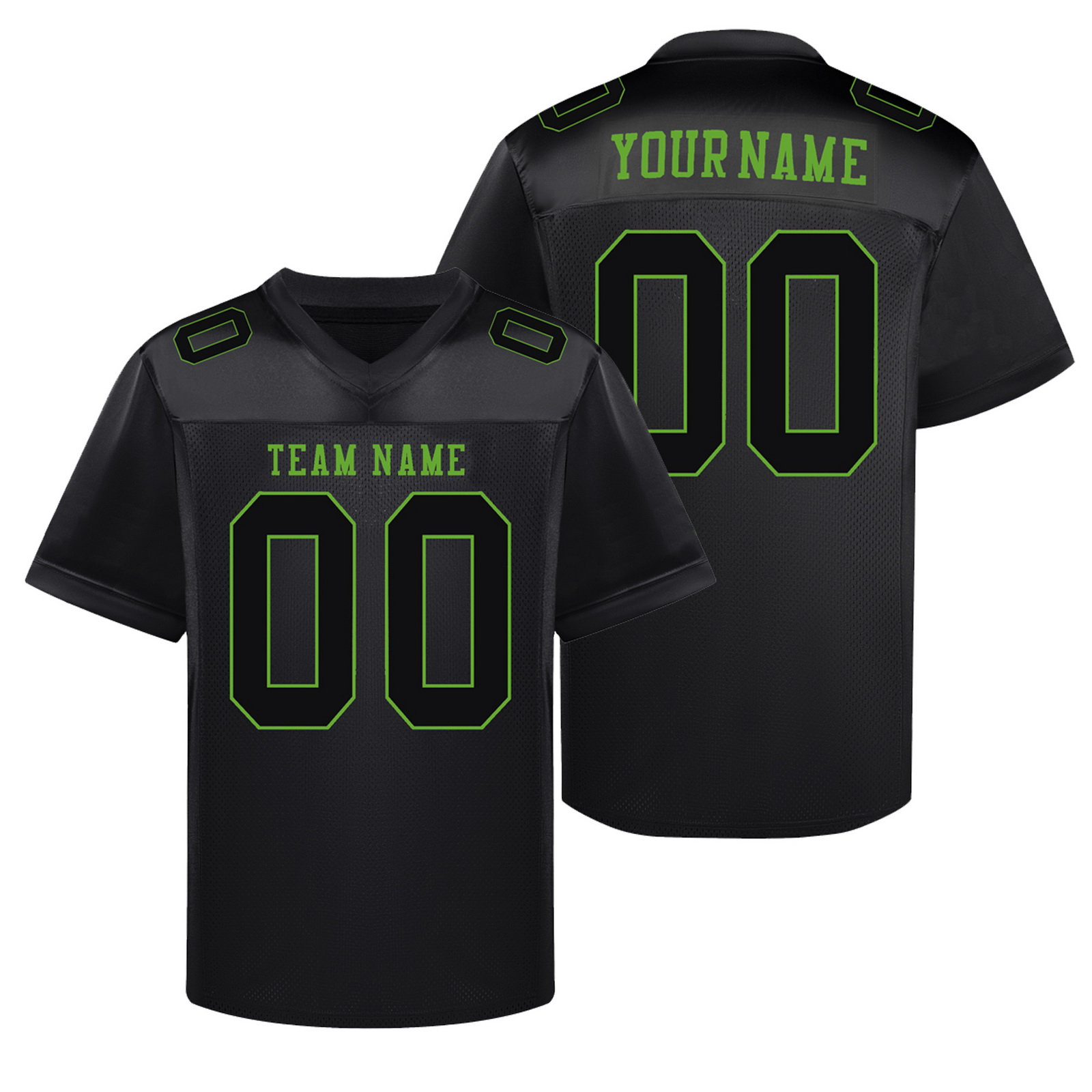 Custom Black Black Green Football Jersey Personalized Team Shirt