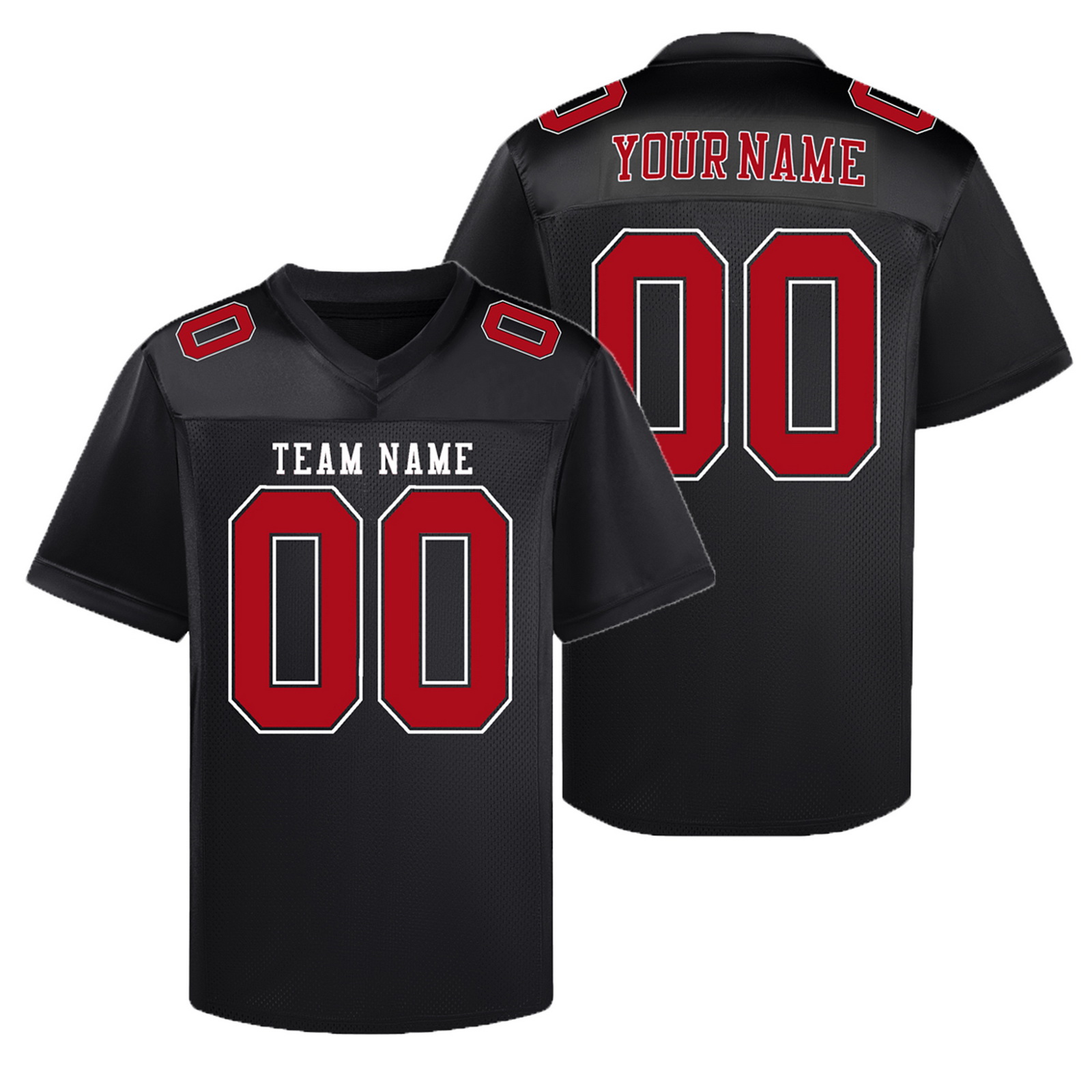 Custom Black Red Football Jersey Personalized Team Shirt