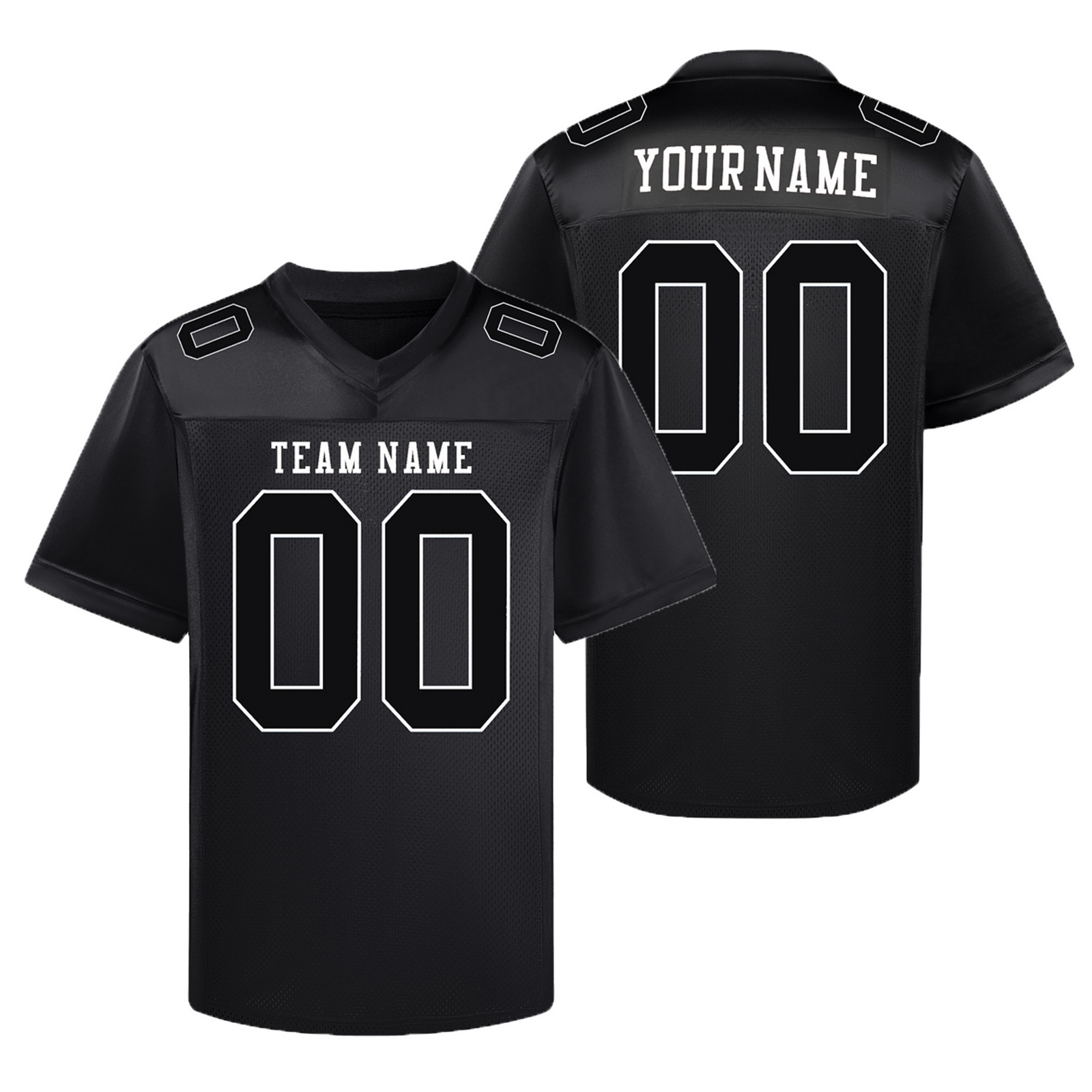 Custom Black Black White Football Jersey Personalized Team Shirt
