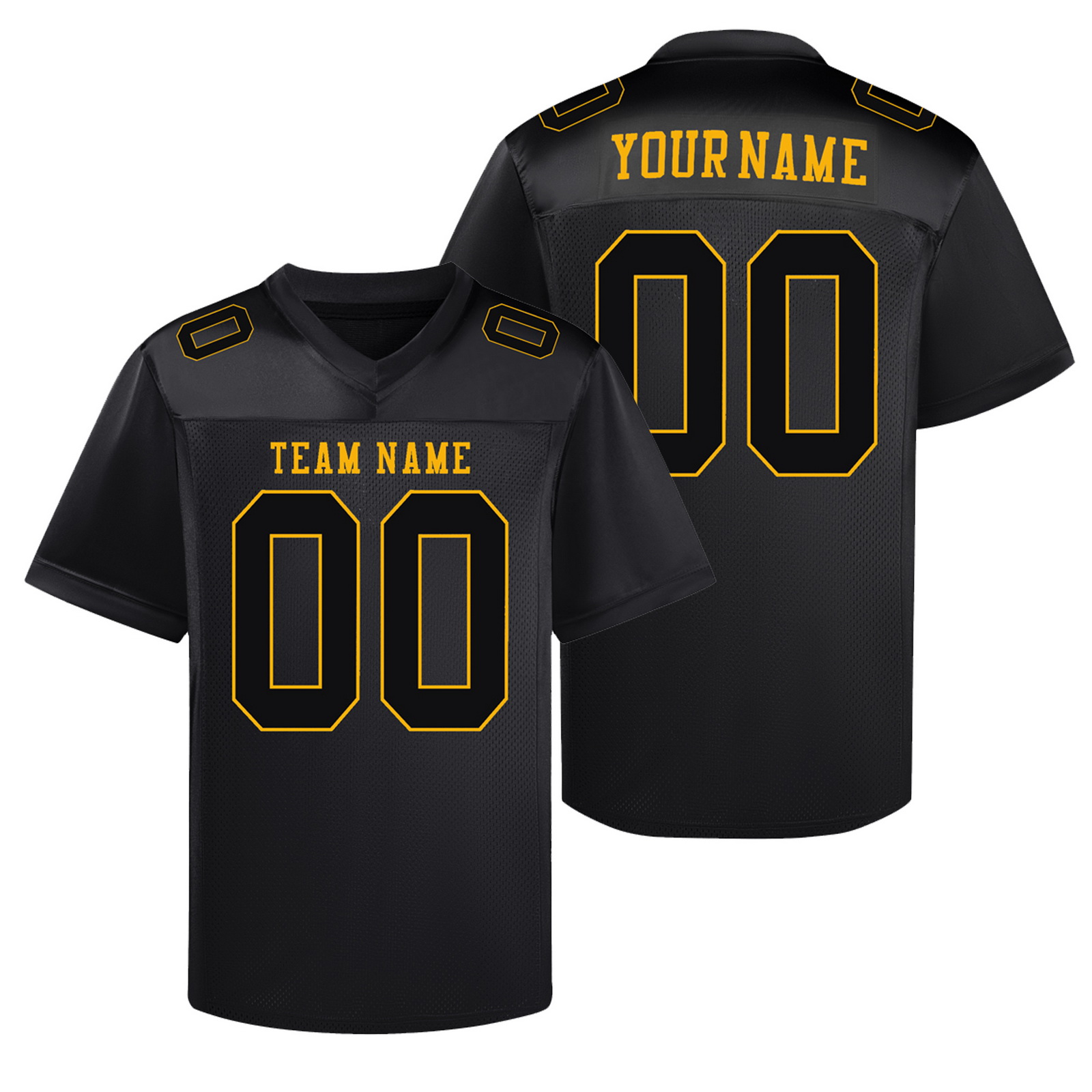 Custom Black Black Gold Football Jersey Personalized Team Shirt