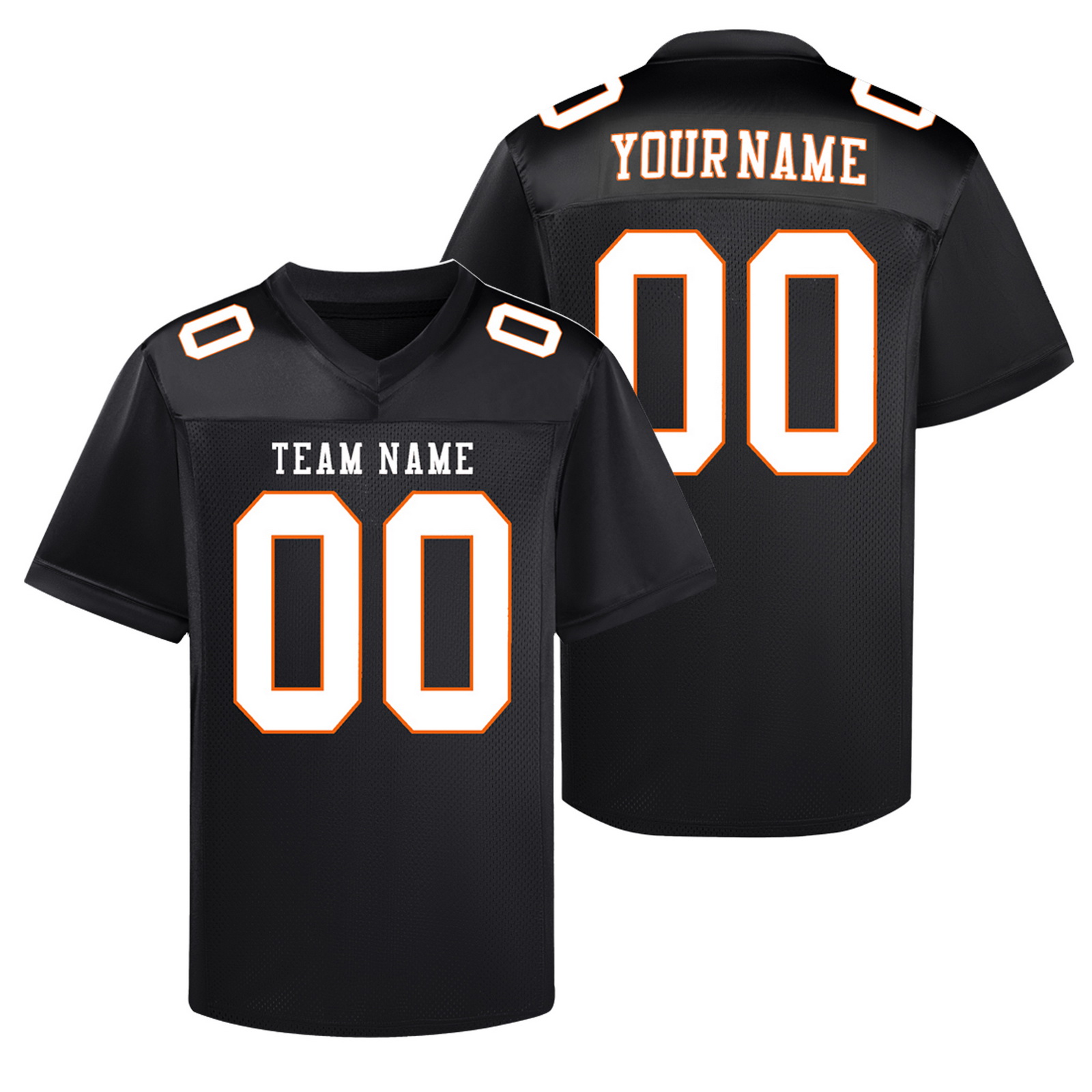 Custom Black White O Football Jersey Personalized Team Shirt