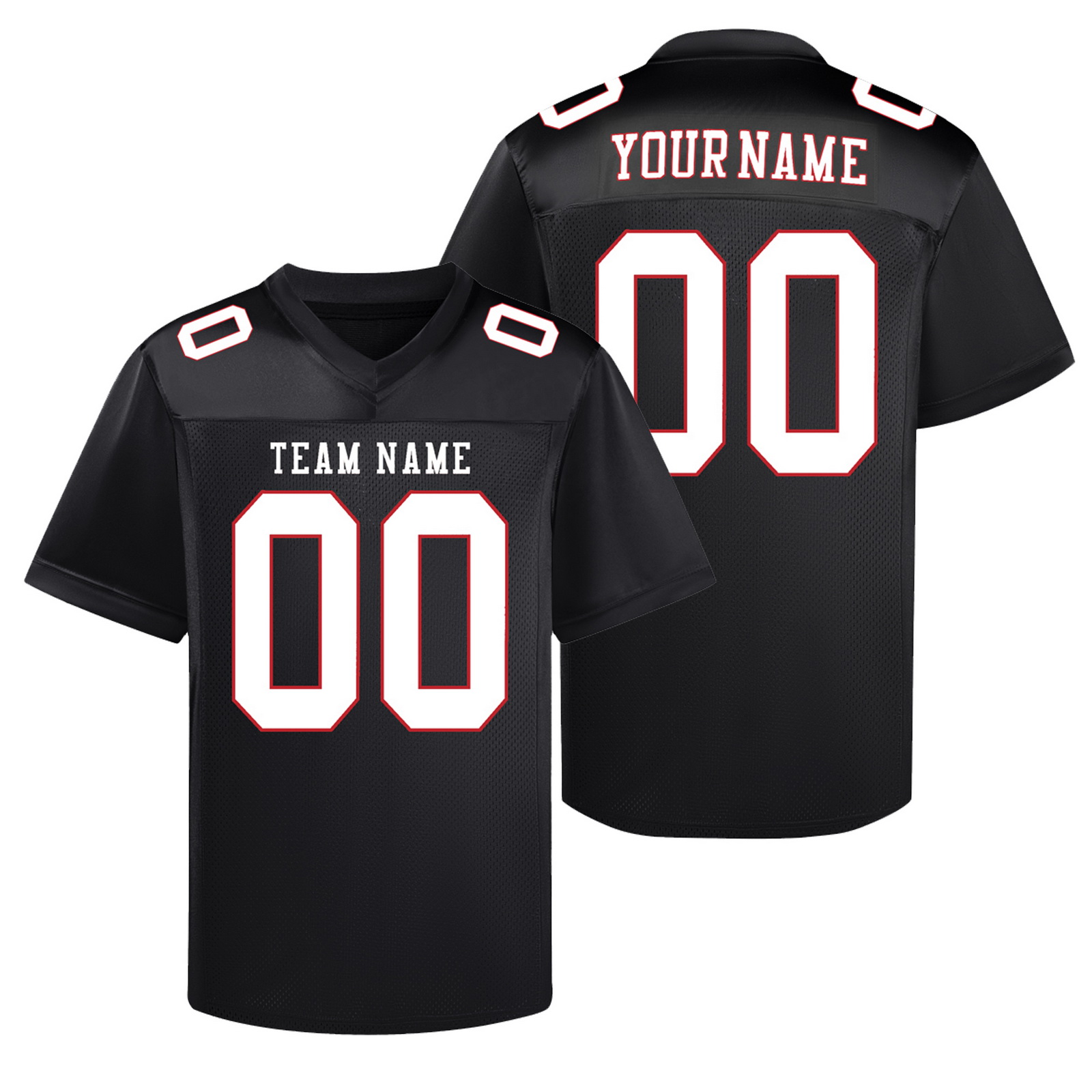 Custom Black White R Football Jersey Personalized Team Shirt