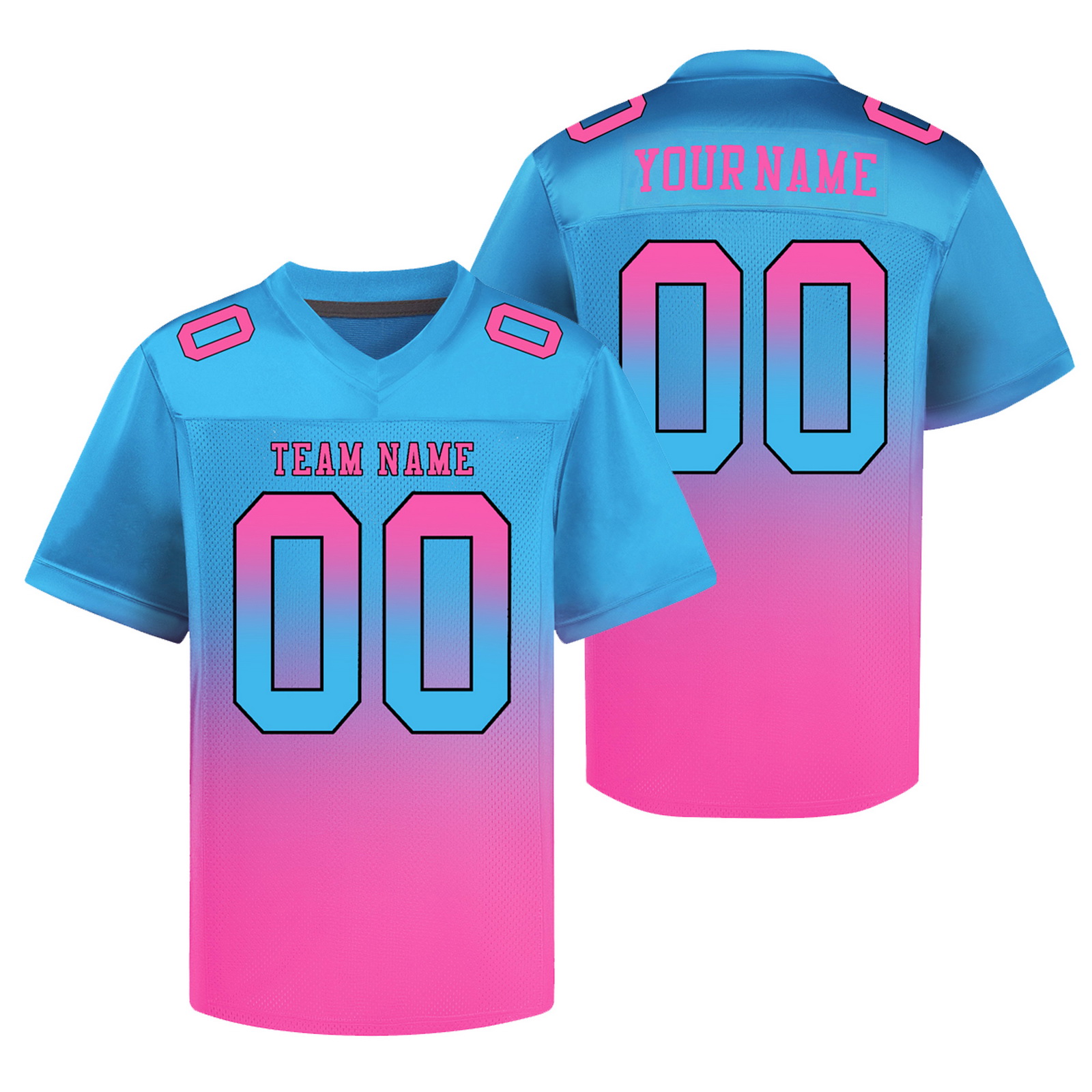 Custom Blue Pink W Football Jersey Personalized Team Shirt
