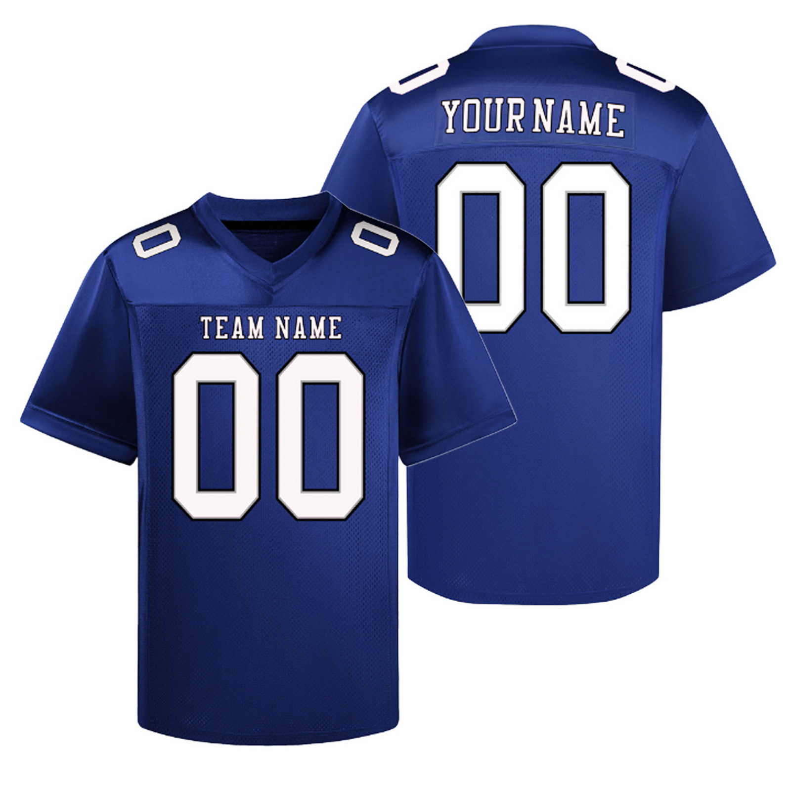 Custom Blue White V Football Jersey Personalized Team Shirt