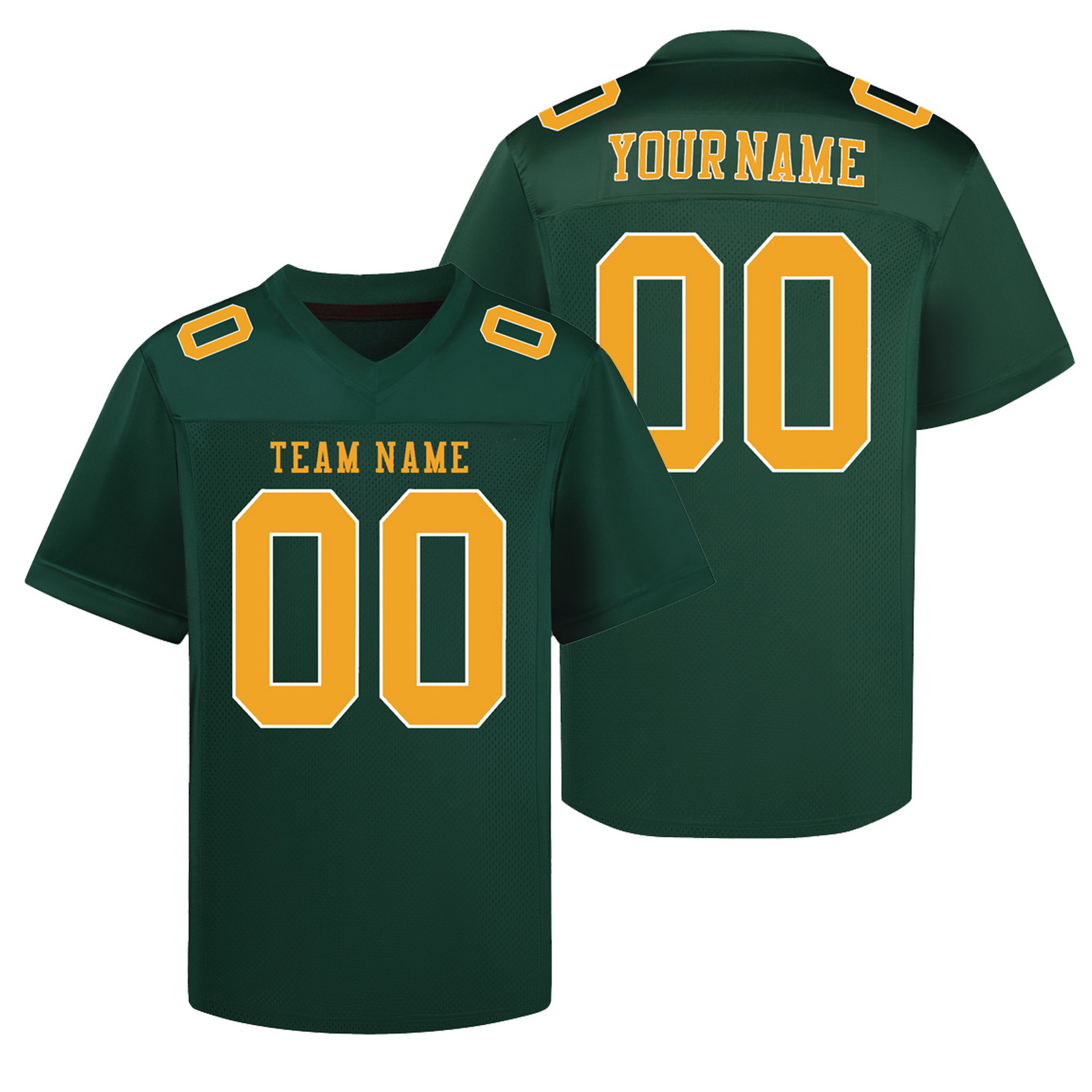 Custom Green Yellow Q Football Jersey Personalized Team Shirt