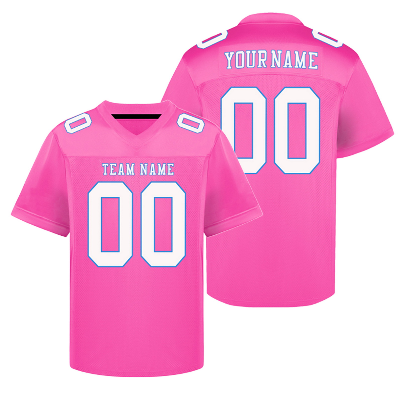 Custom Pink White E Football Jersey Personalized Team Shirt