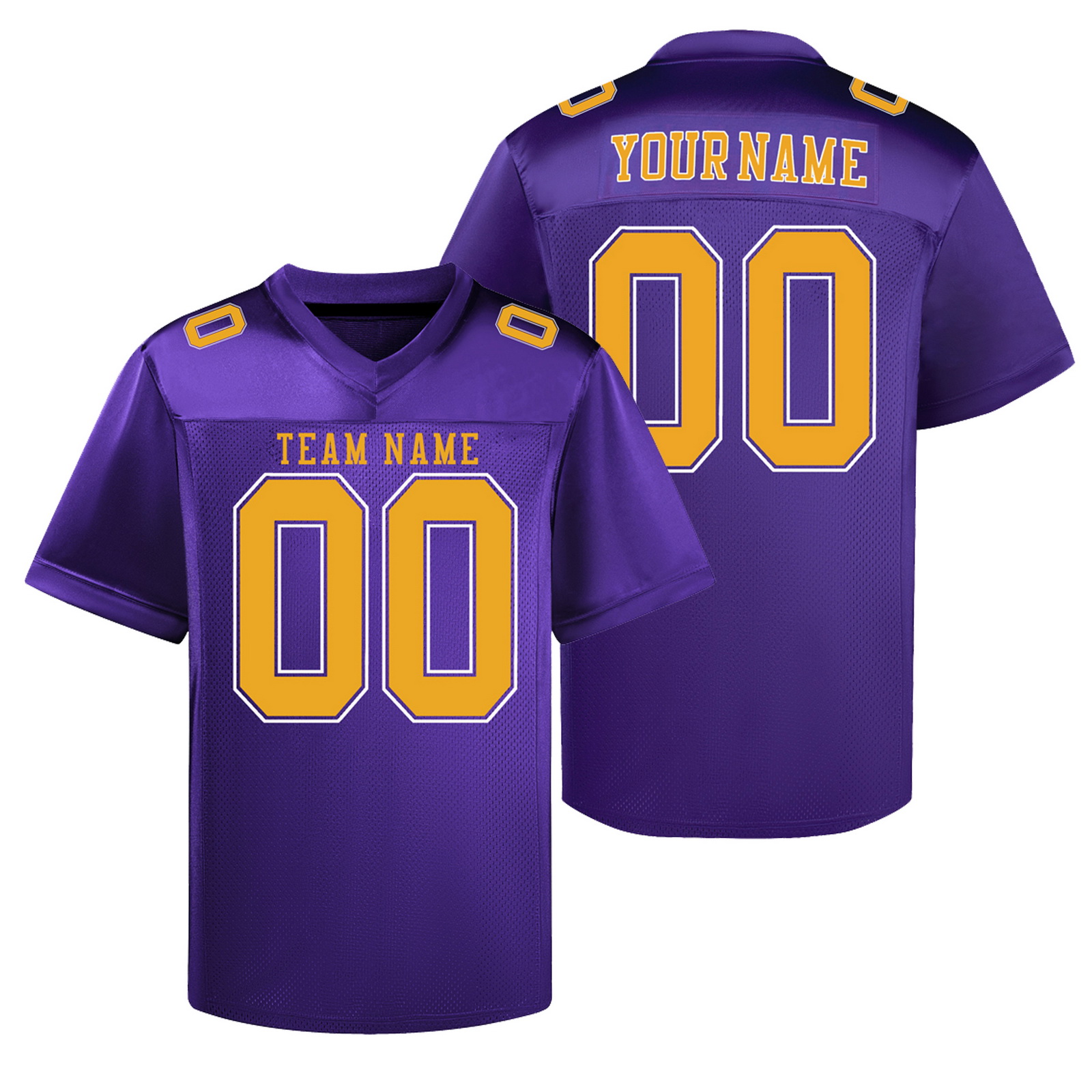 Custom Purple Yellow O Football Jersey Personalized Team Shirt