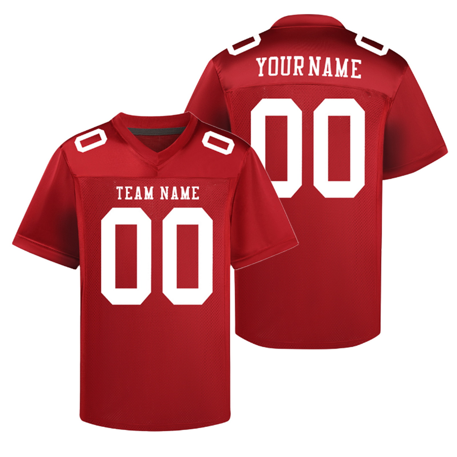 Custom Red White M Football Jersey Personalized Team Shirt
