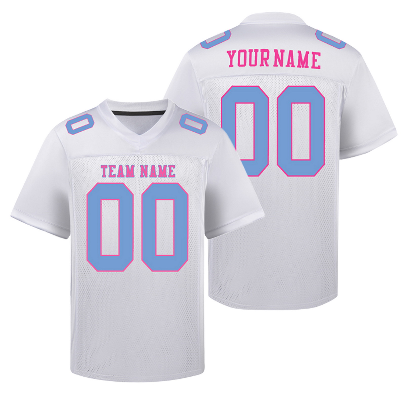 Custom White Blue L Football Jersey Personalized Team Shirt
