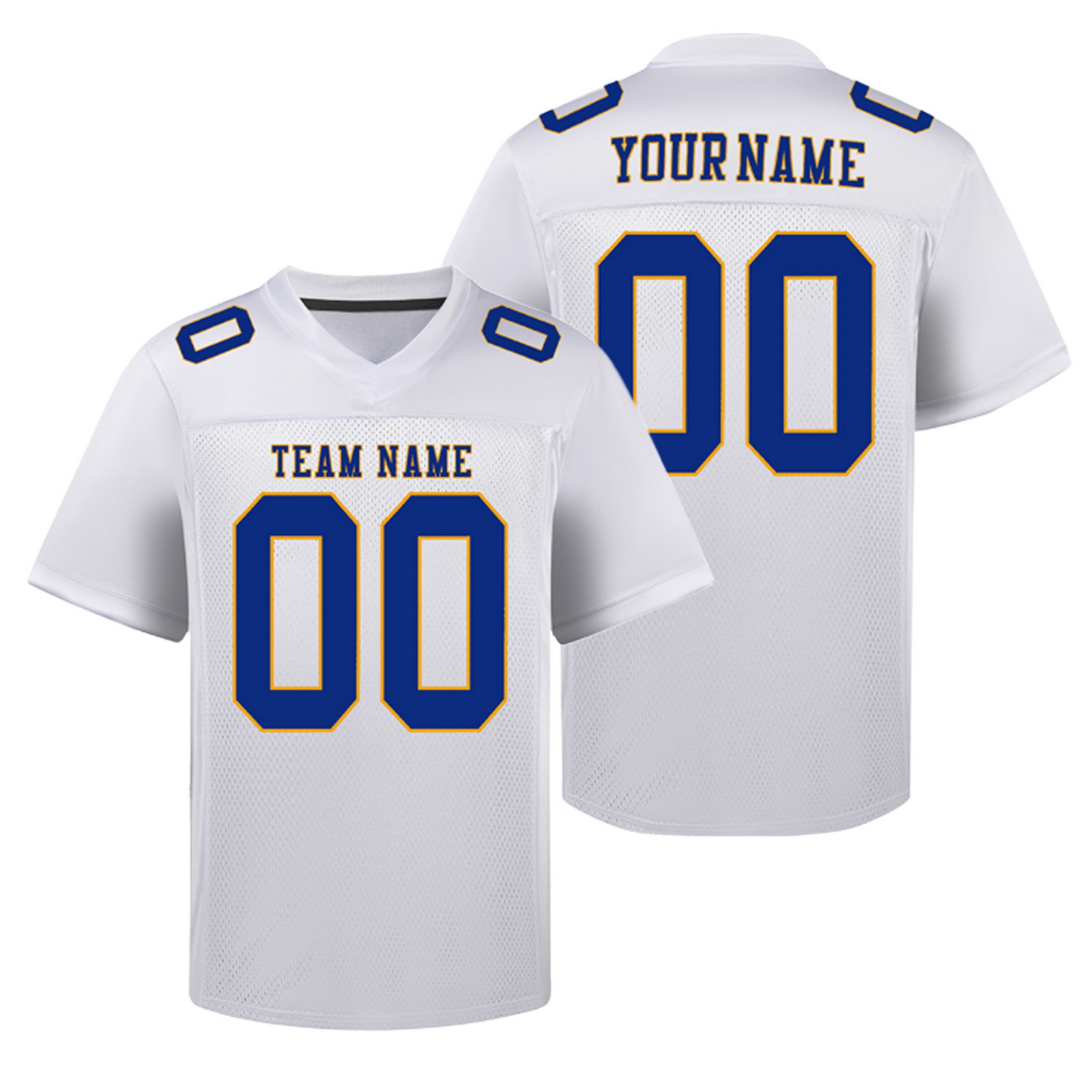 Custom White Blue K Football Jersey Personalized Team Shirt