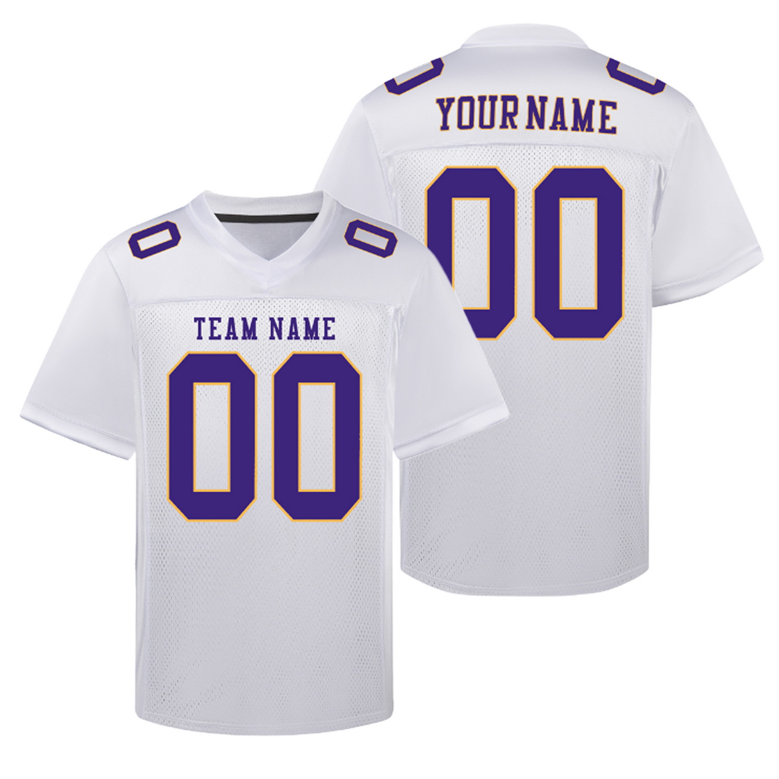 Custom White Purle Football Jersey Personalized Team Shirt