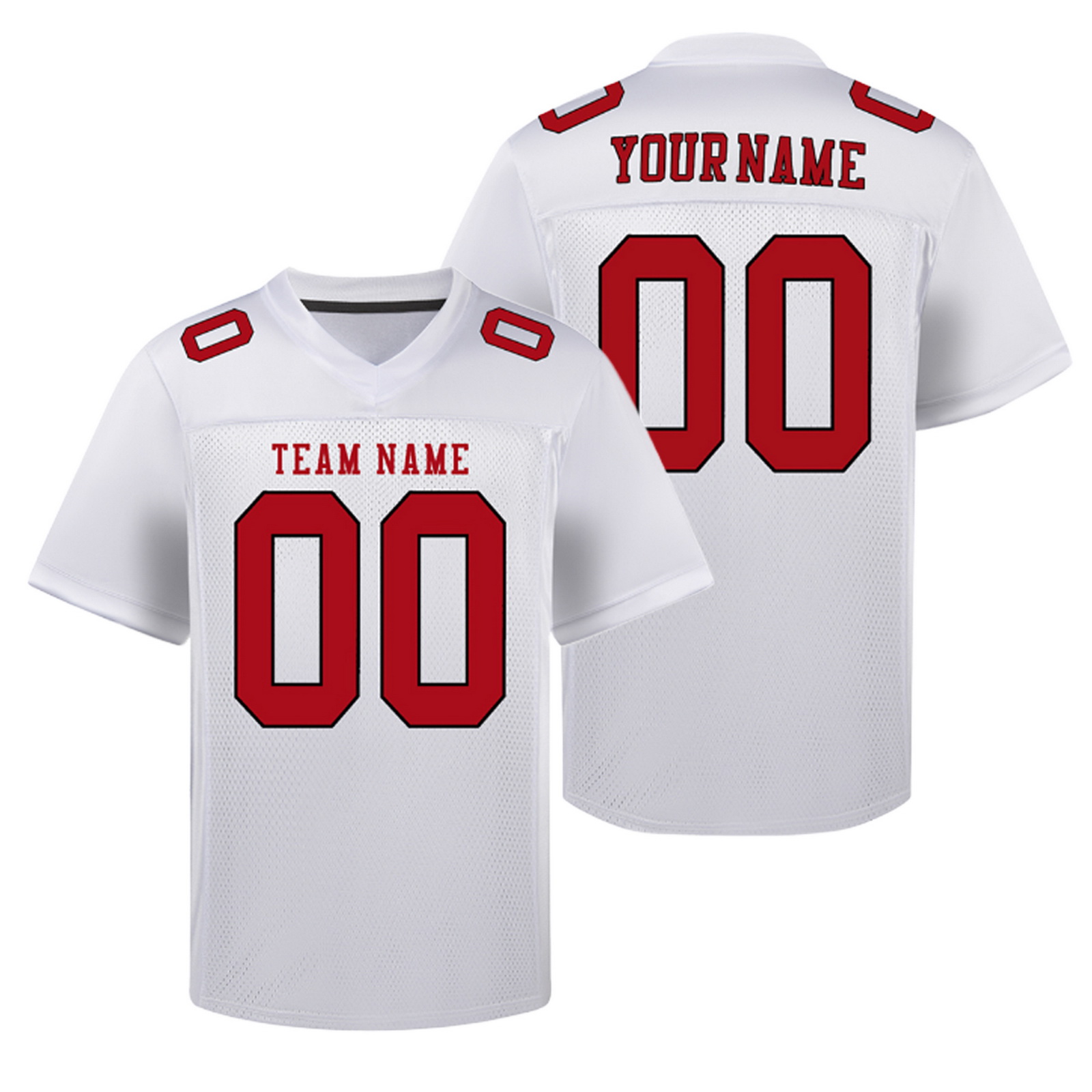 Custom White Red G Football Jersey Personalized Team Shirt